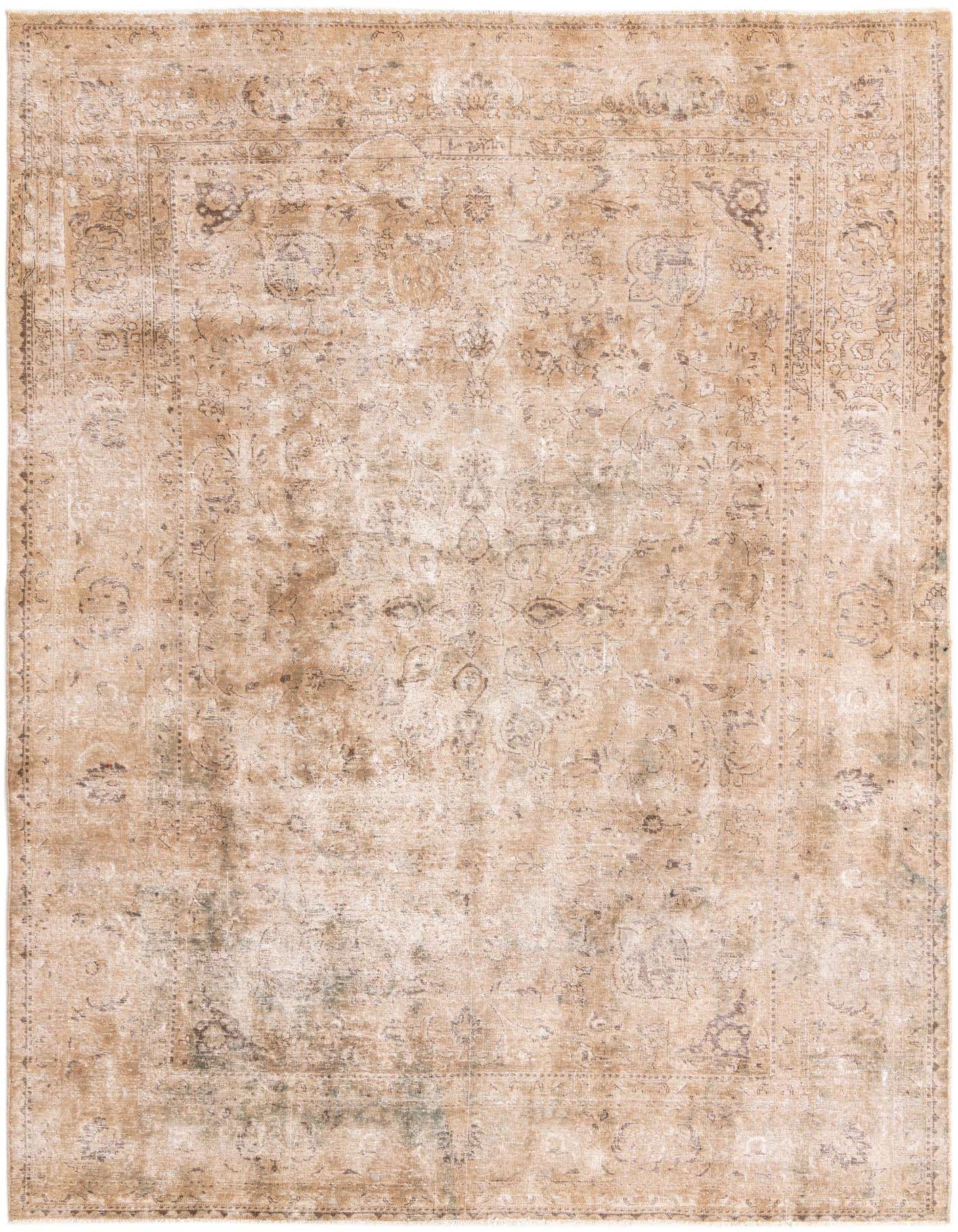 An 8x11 rectangular Ultra Vintage rug by Rugs.com, featuring a distressed brown and tan Persian medallion pattern.