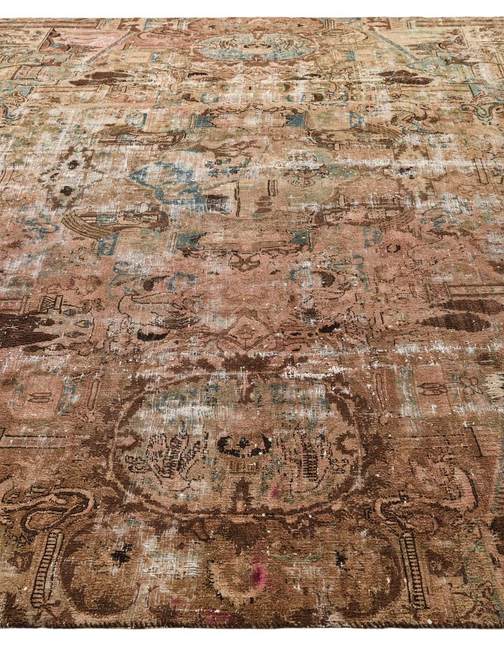 Detail image of  9' 4 x 12'  Hand Knotted Ultra Vintage Persian Wool Rug