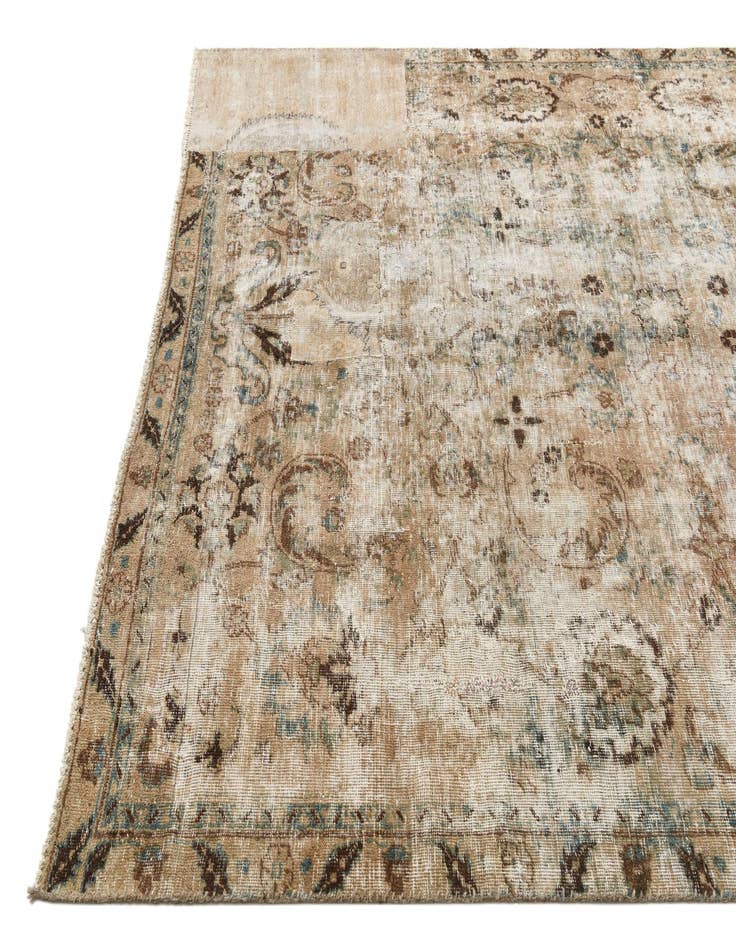 Detail image of  6' 3 x 9' 3  Hand Knotted Ultra Vintage Persian Wool Rug