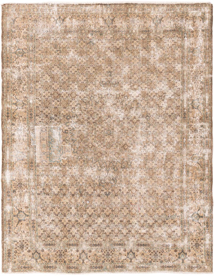  6' 7 x 9' 7  Hand Knotted Ultra Vintage Persian W...