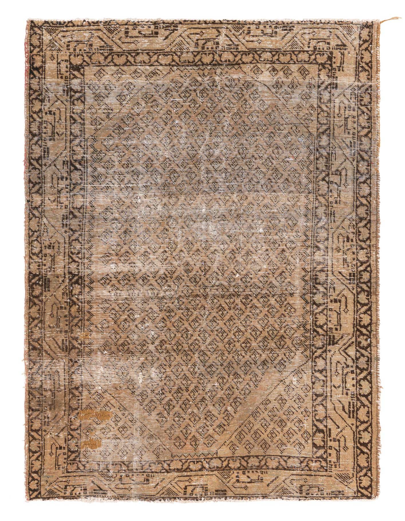 A 4x6 rectangular Ultra Vintage rug by Rugs.com, featuring a faded brown and tan Persian pattern with a flat pile, suitable for a living room or entryway.