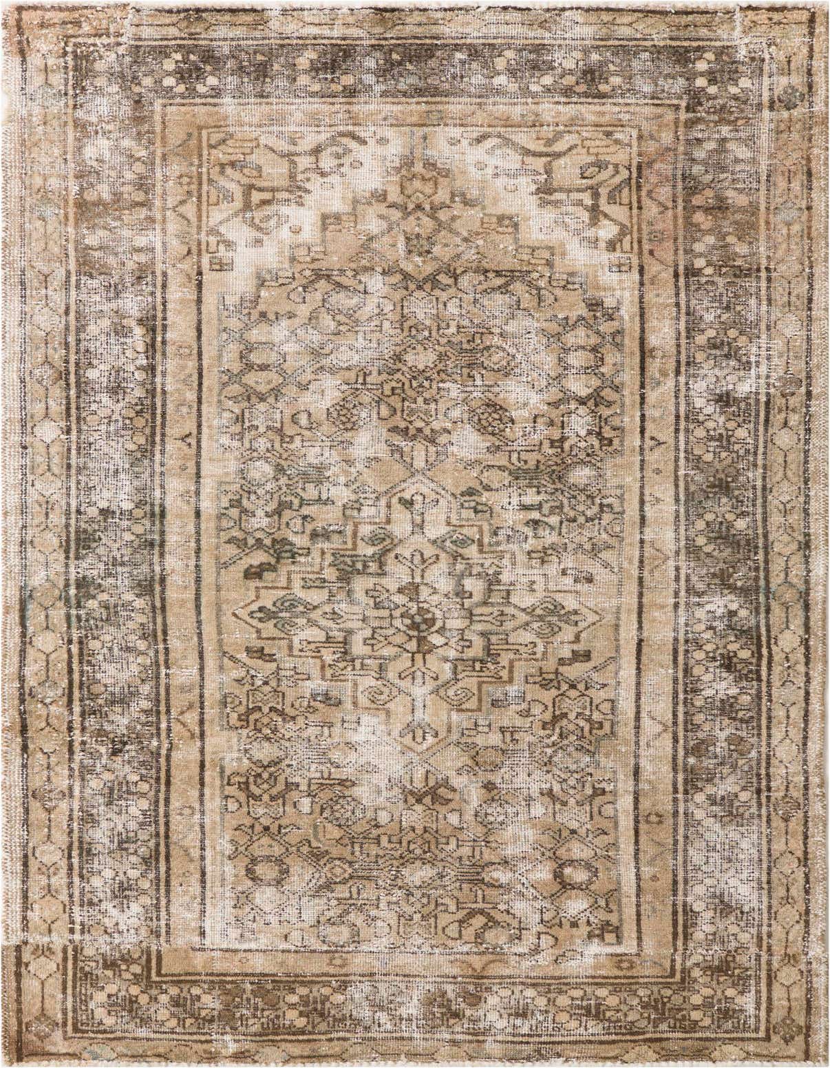 A 4x6 rectangular Ultra Vintage rug featuring a distressed Persian medallion pattern in shades of brown and tan.