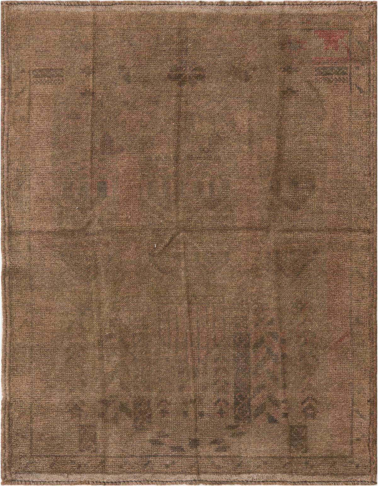 A 3x5 rectangular Ultra Vintage wool rug in shades of brown and tan with subtle Persian patterns, suitable for a kitchen or entryway.