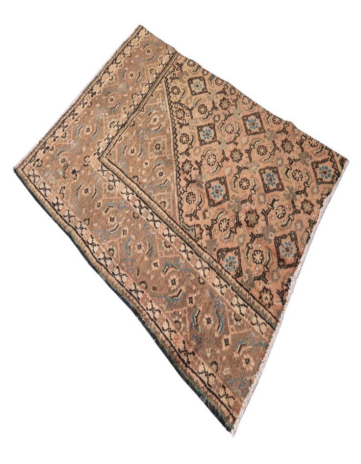 Detail image of  3' 3 x 4' 8  Hand Knotted Ultra Vintage Persian Wool Rug