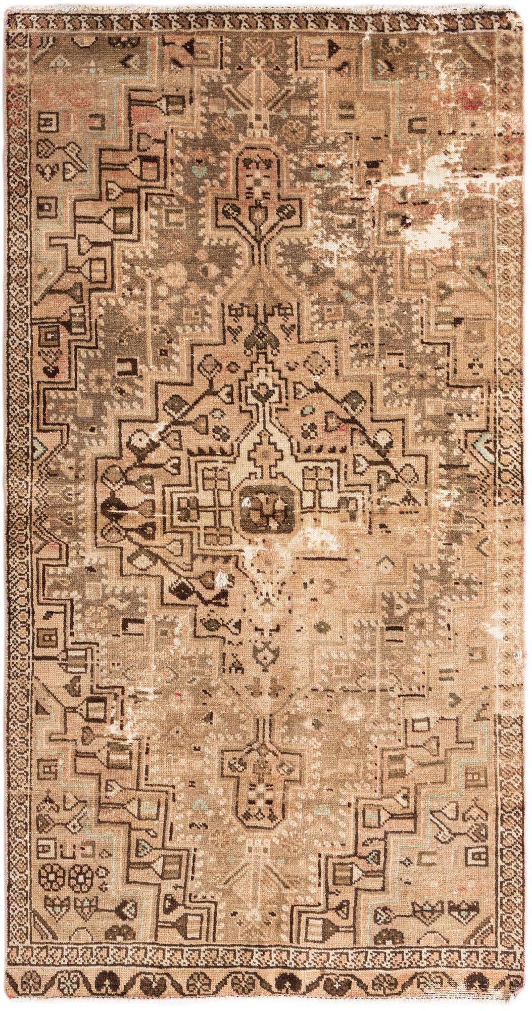 A 4x6 rectangular Ultra Vintage wool rug in shades of brown and tan, featuring a distressed Persian medallion pattern.