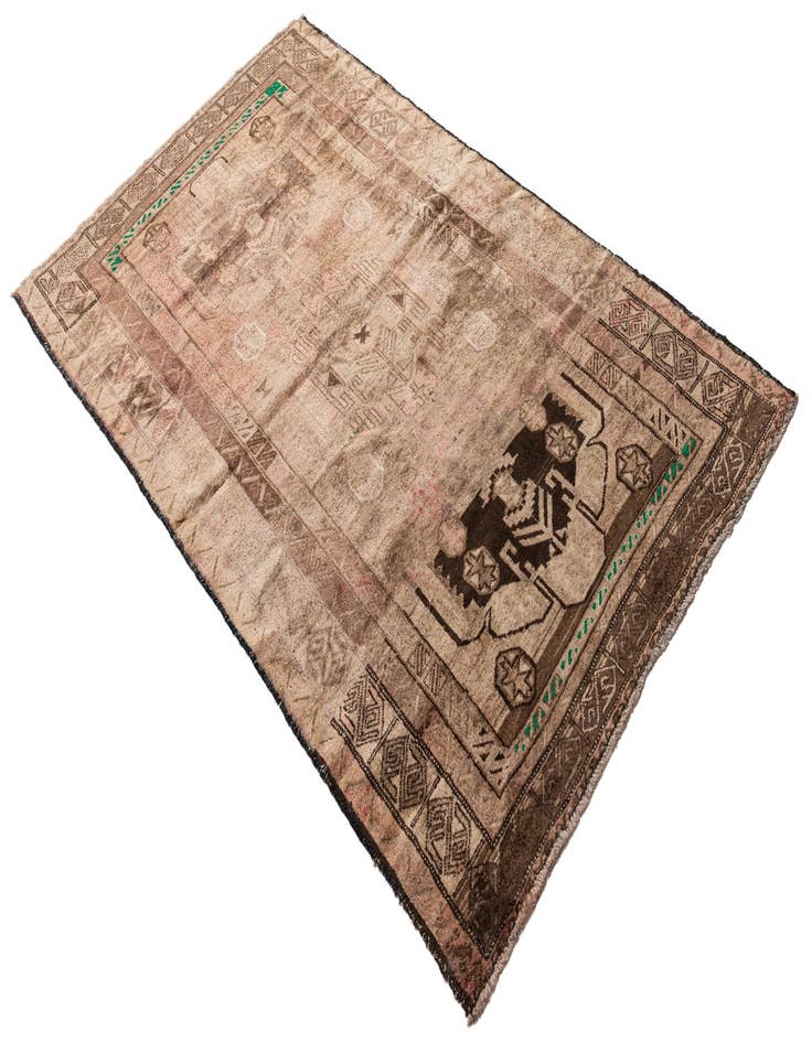 Detail image of  3' 10 x 6' 3  Hand Knotted Ultra Vintage Persian Wool Rug