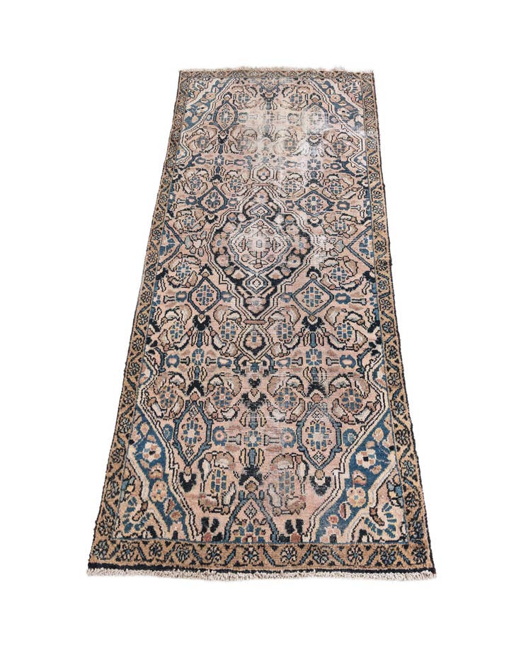 Detail image of  3' 2 x 6'  Hand Knotted Ultra Vintage Persian Wool Rug