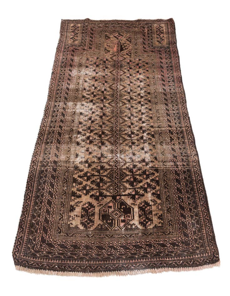 Detail image of  3' 4 x 5' 2  Hand Knotted Ultra Vintage Persian Wool Rug