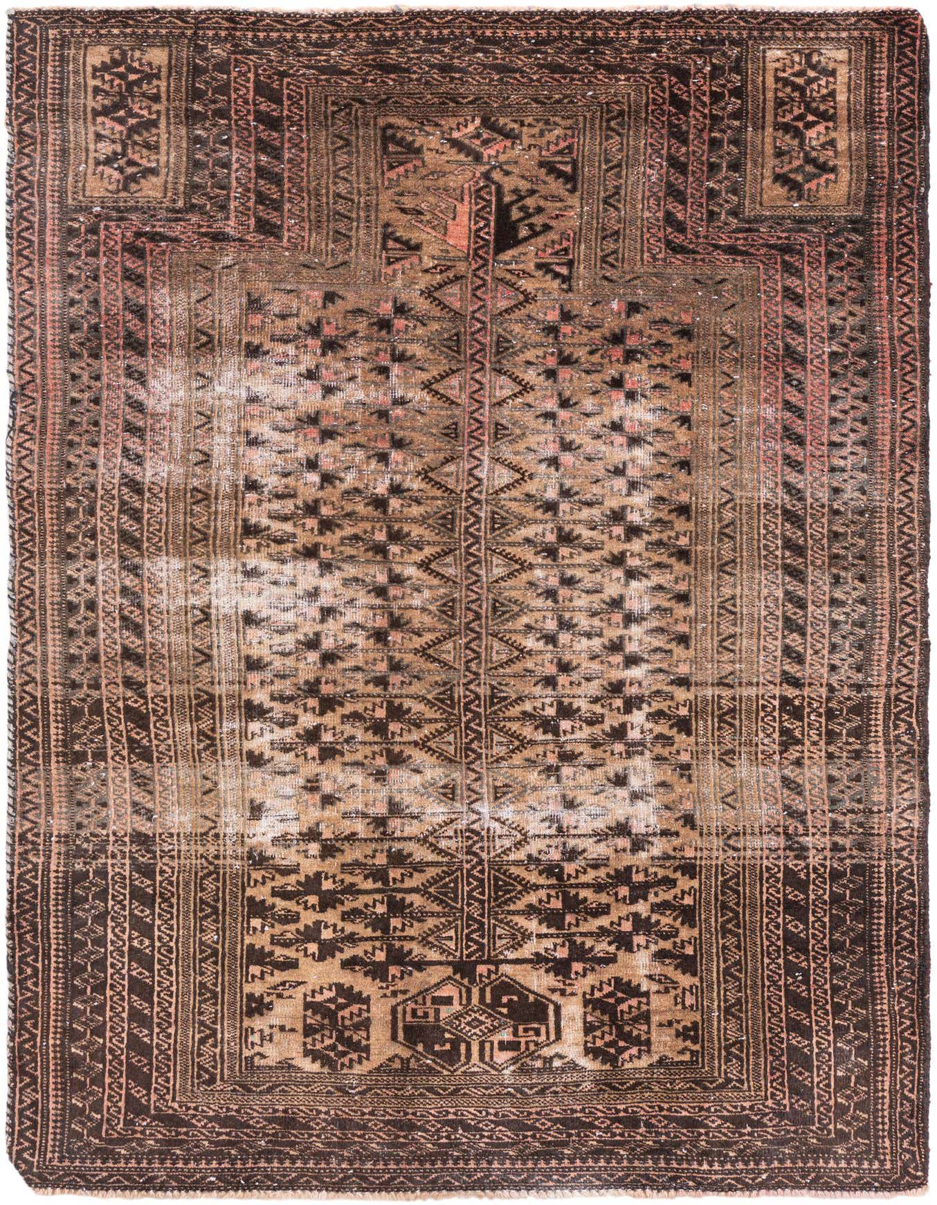 A 3x5 rectangular Ultra Vintage rug featuring a distressed Persian pattern in shades of brown and tan.
