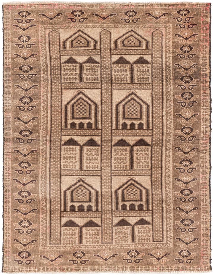  3' 4 x 6' 1  Hand Knotted Ultra Vintage Persian W...