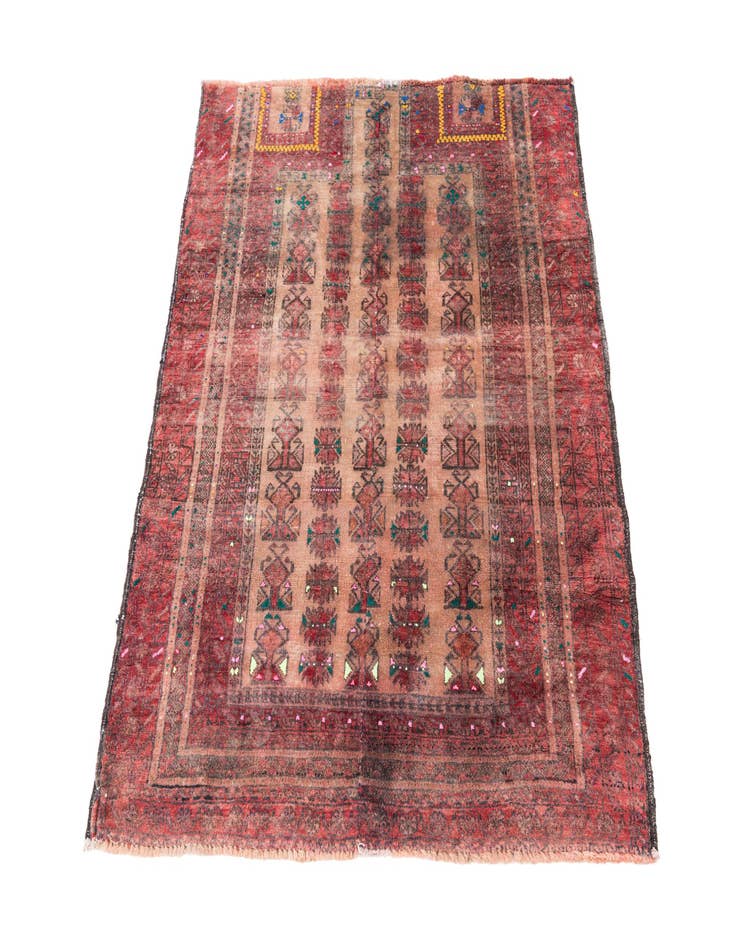 Detail image of  2' 10 x 4'  Hand Knotted Ultra Vintage Persian Wool Rug