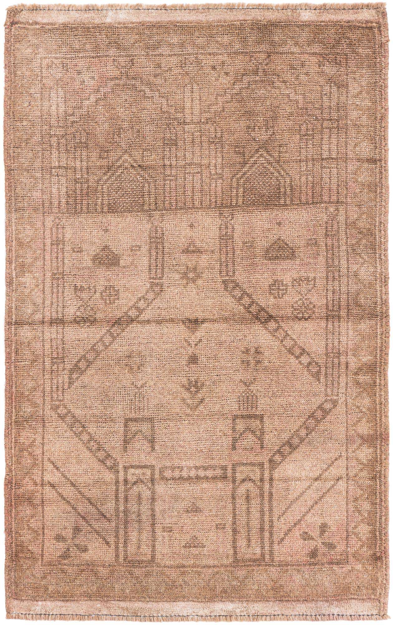 A 3x5 rectangular Ultra Vintage wool rug in shades of brown and tan, featuring a distressed Persian pattern.