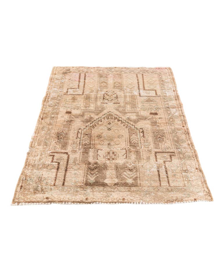 Detail image of  3' 4 x 4' 5  Hand Knotted Ultra Vintage Persian Wool Rug