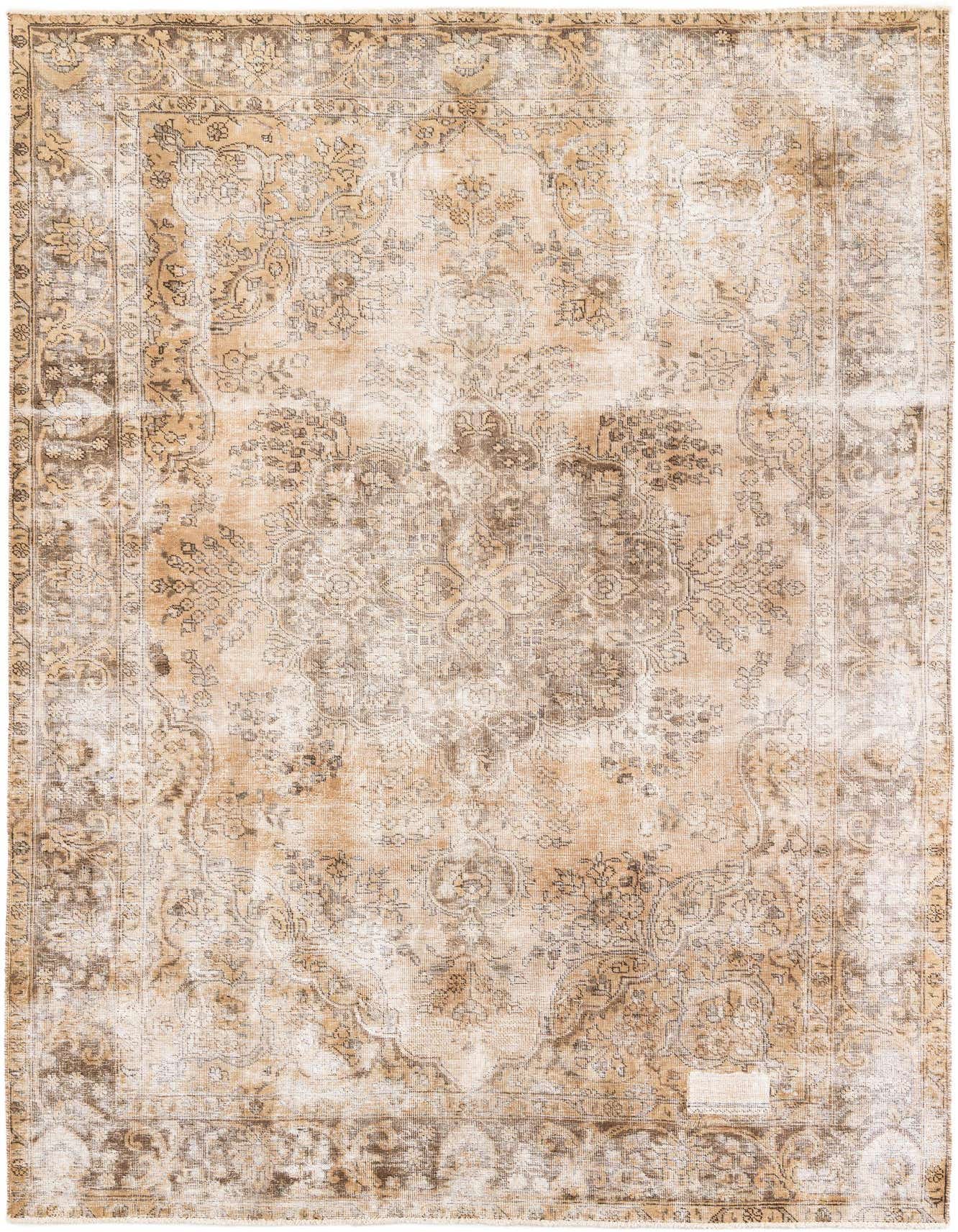 A 6x9 rectangular Ultra Vintage rug in browns and tans, featuring a distressed Persian medallion pattern.