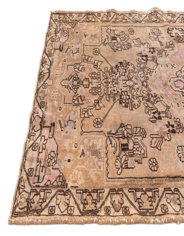 Detail image of  4' 5 x 6' 8  Hand Knotted Ultra Vintage Persian Wool Rug