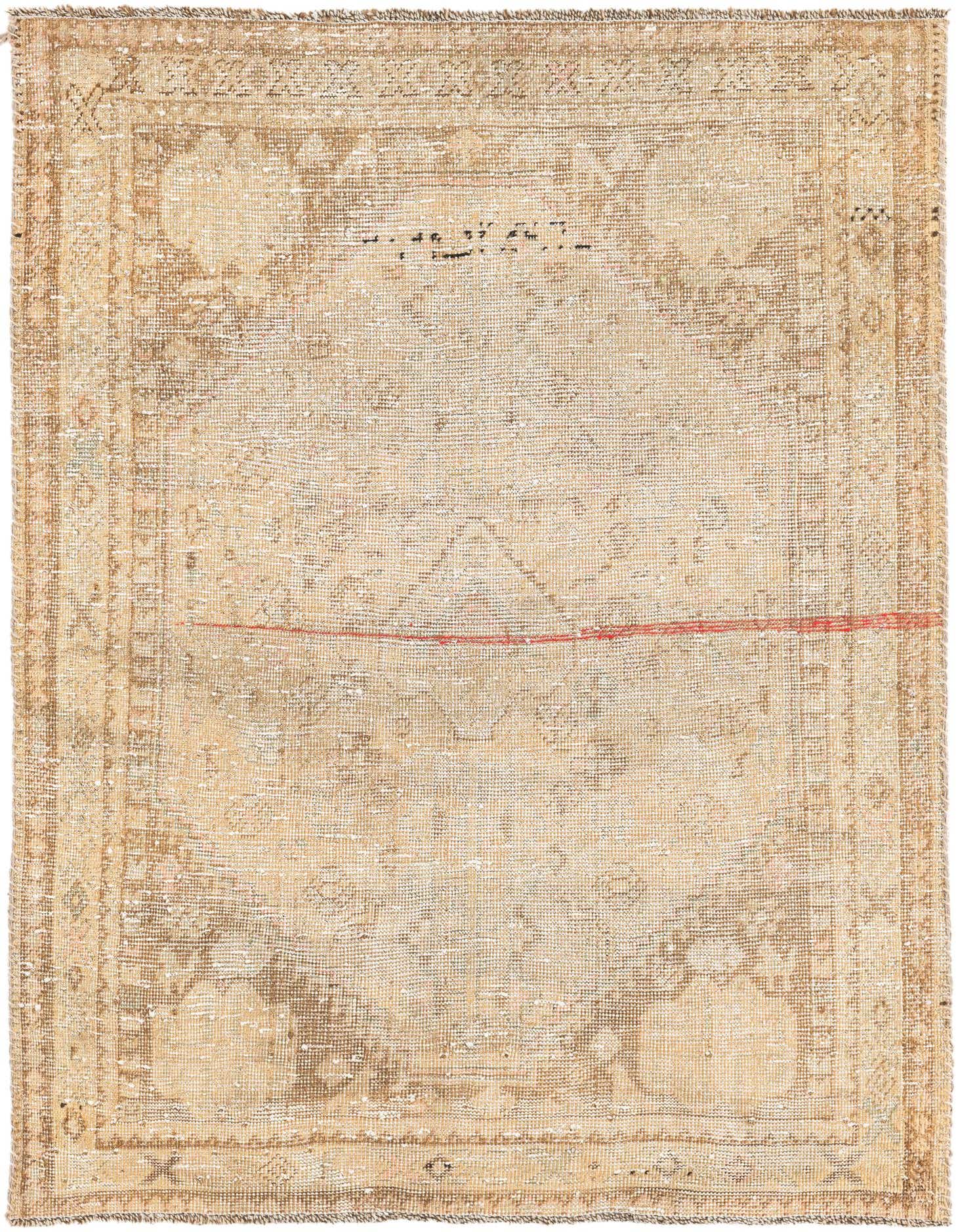 A 3x5 rectangular Ultra Vintage rug in shades of brown and tan, featuring a faded Persian medallion pattern.