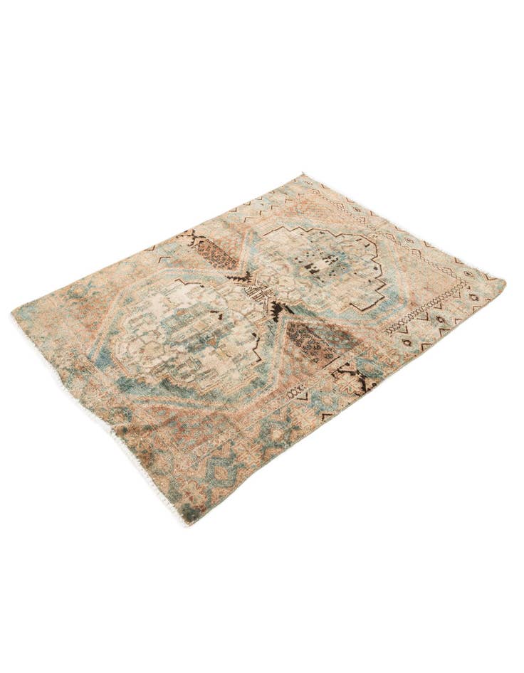 Detail image of  3' 8 x 5'  Hand Knotted Ultra Vintage Persian Wool Rug