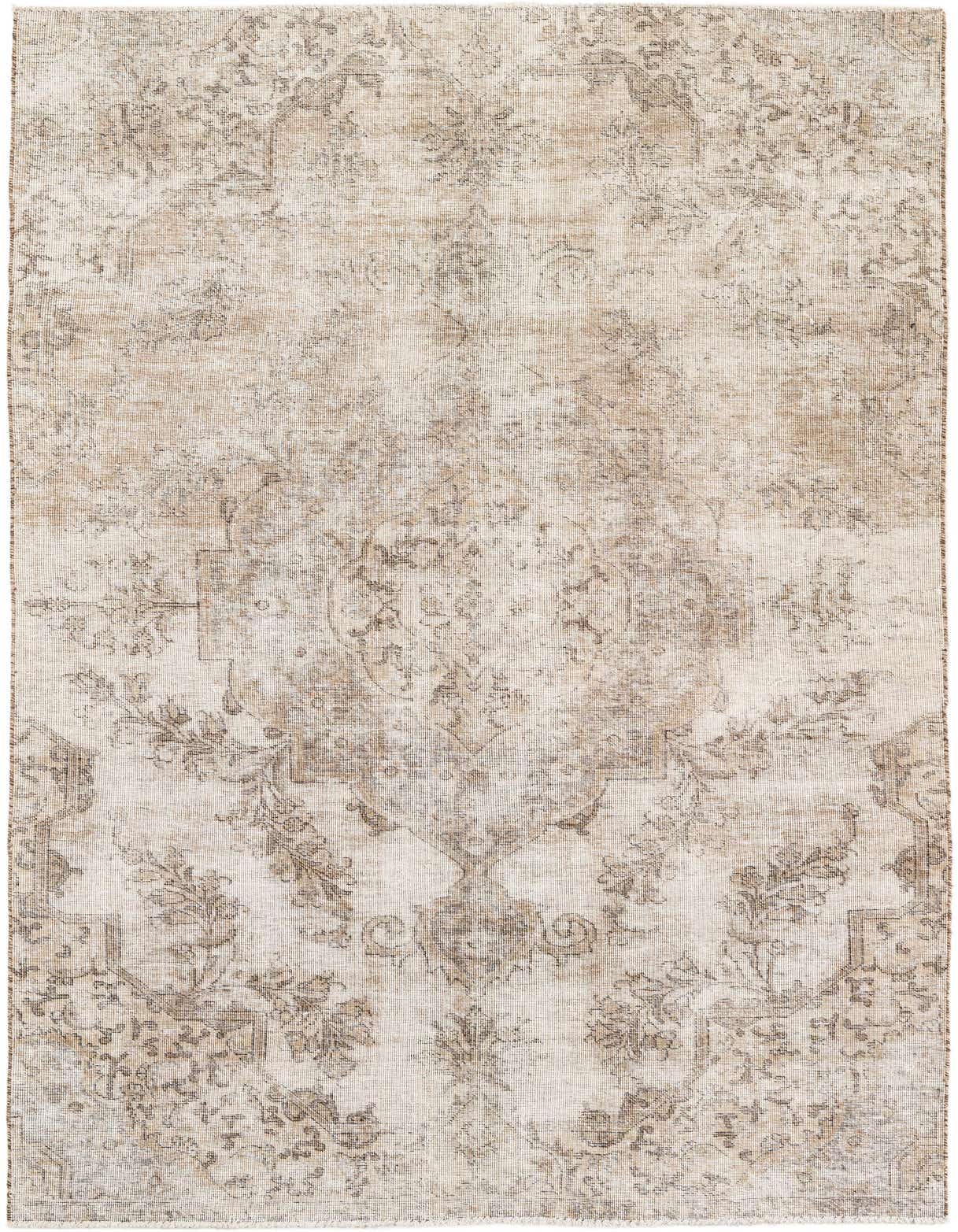 A 5x8 rectangular Ultra Vintage wool rug in browns and tans with a distressed Persian medallion pattern.