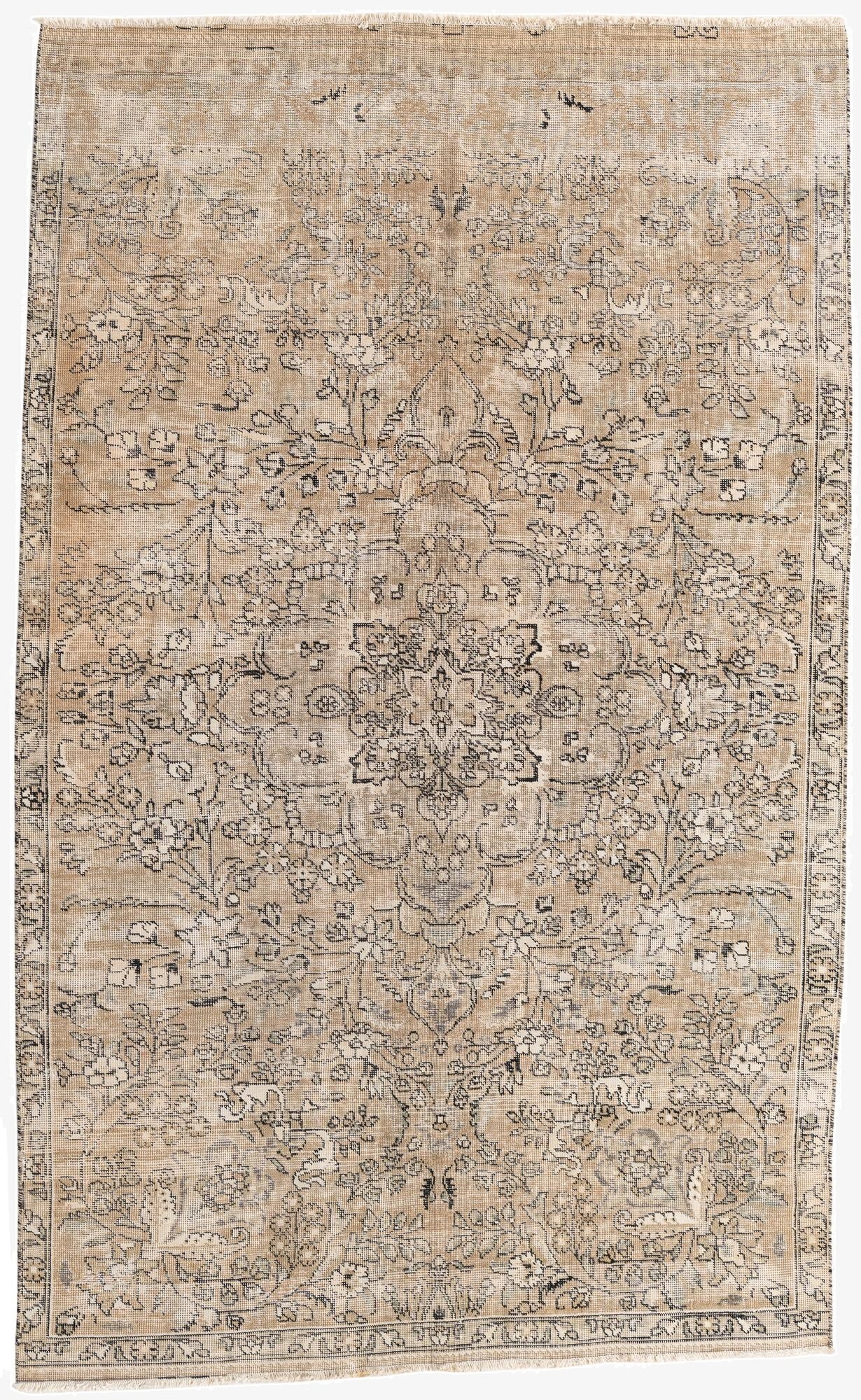  5' 8 x 9' 3  Hand Knotted Ultra Vintage Persian Wool Rug