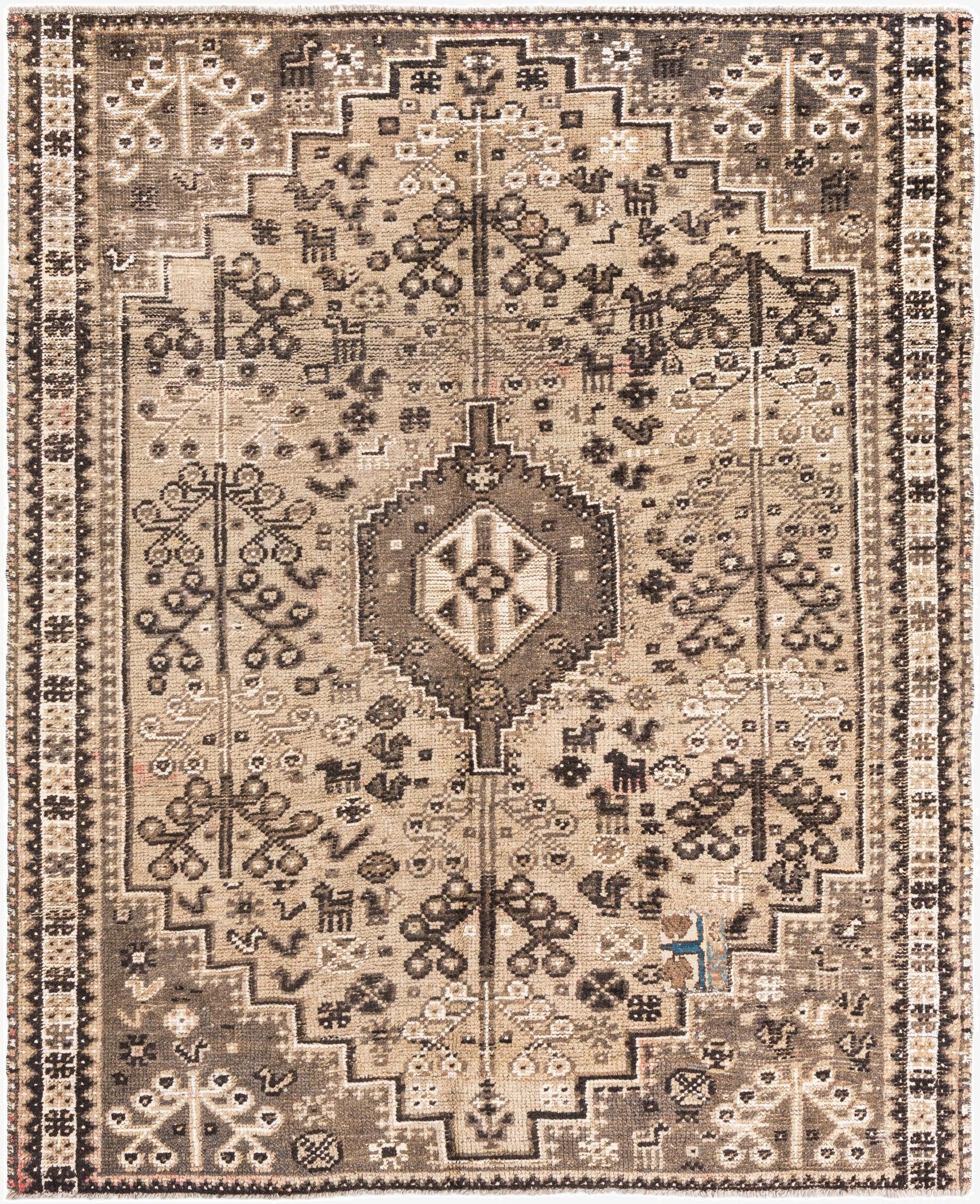  6' 8 x 8' 2  Hand Knotted Ultra Vintage Persian Wool Rug