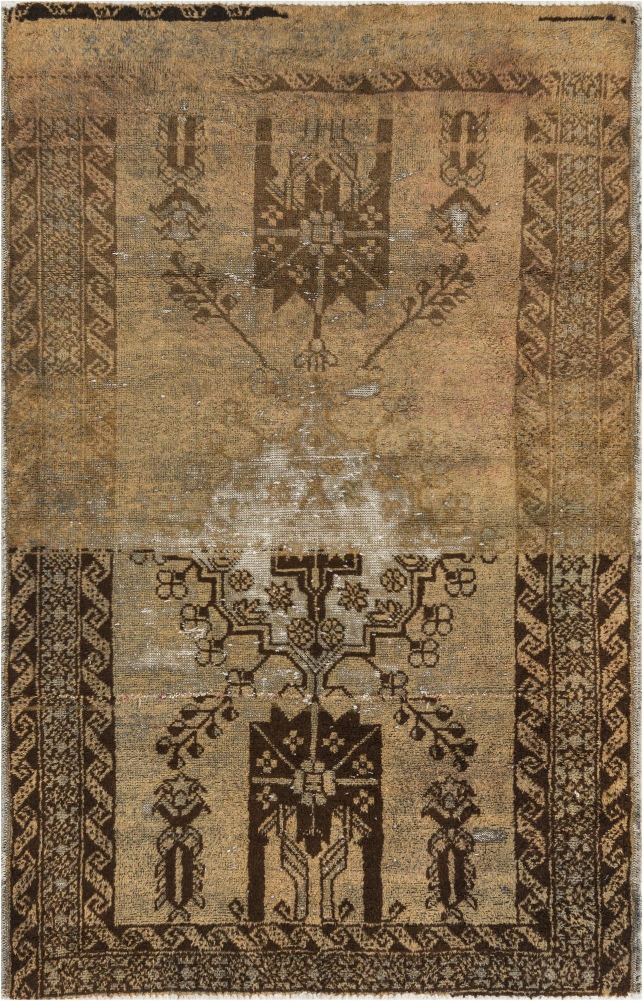  3' 10 x 6'  Hand Knotted Ultra Vintage Persian Wool Rug