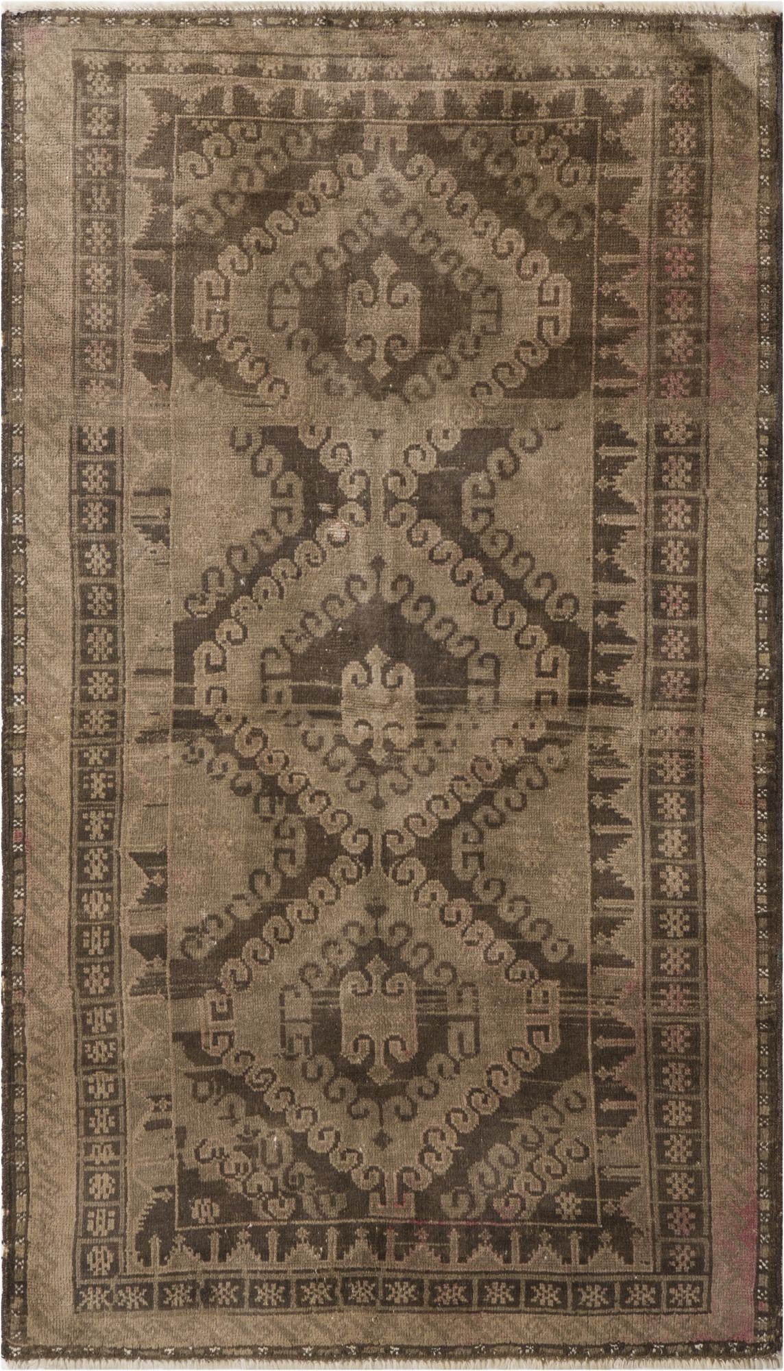  3' 7 x 6' 2  Hand Knotted Ultra Vintage Persian Wool Rug