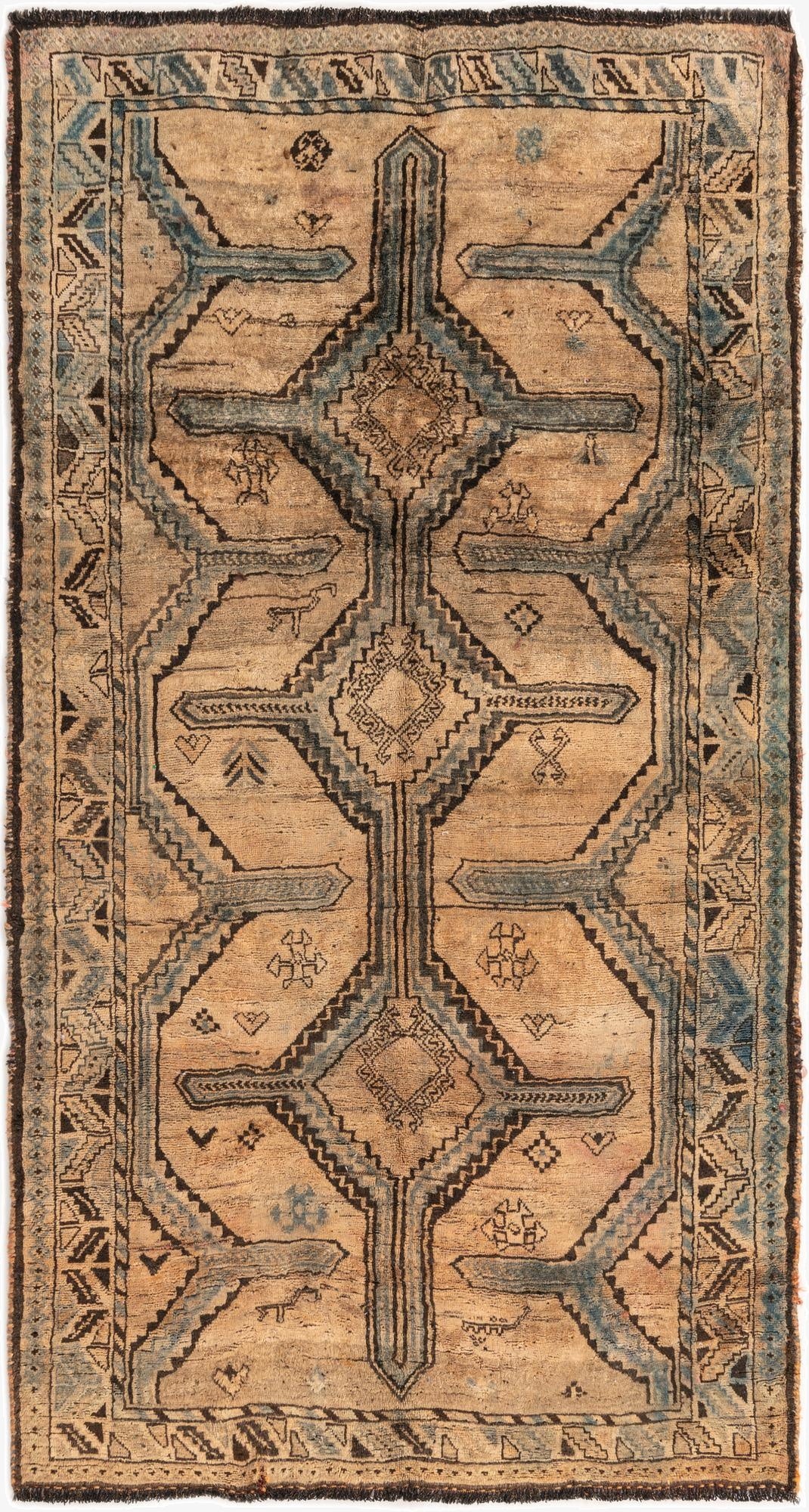  5' 2 x 9' 3  Hand Knotted Ultra Vintage Persian Wool Rug