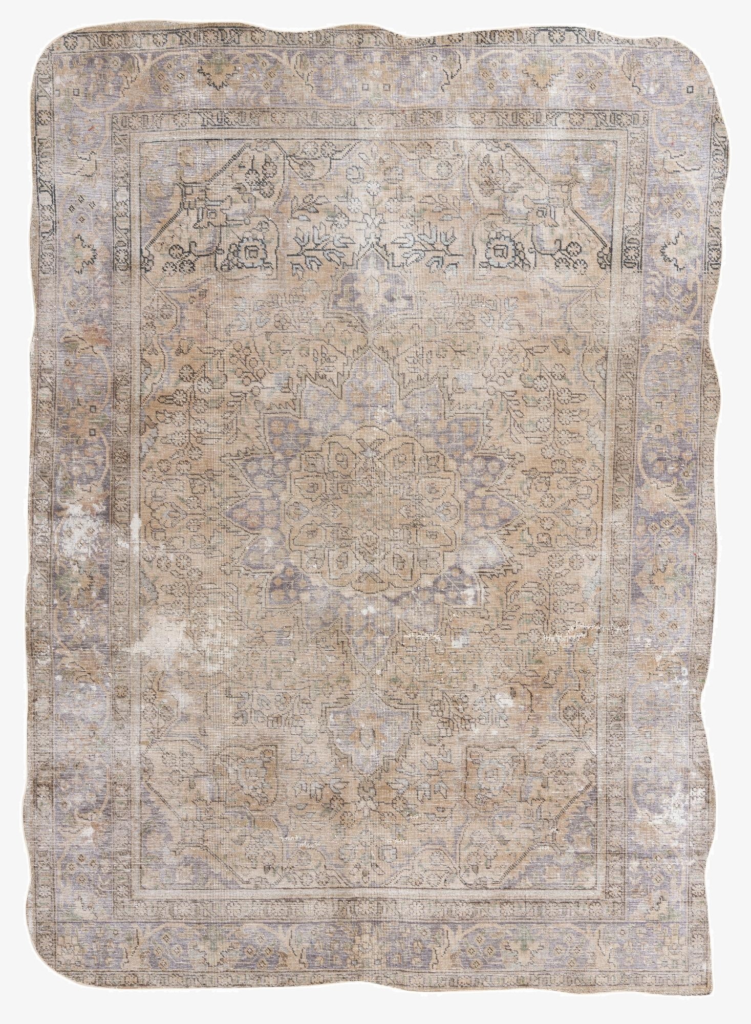  6' 4 x 8' 10  Hand Knotted Ultra Vintage Persian Wool Rug