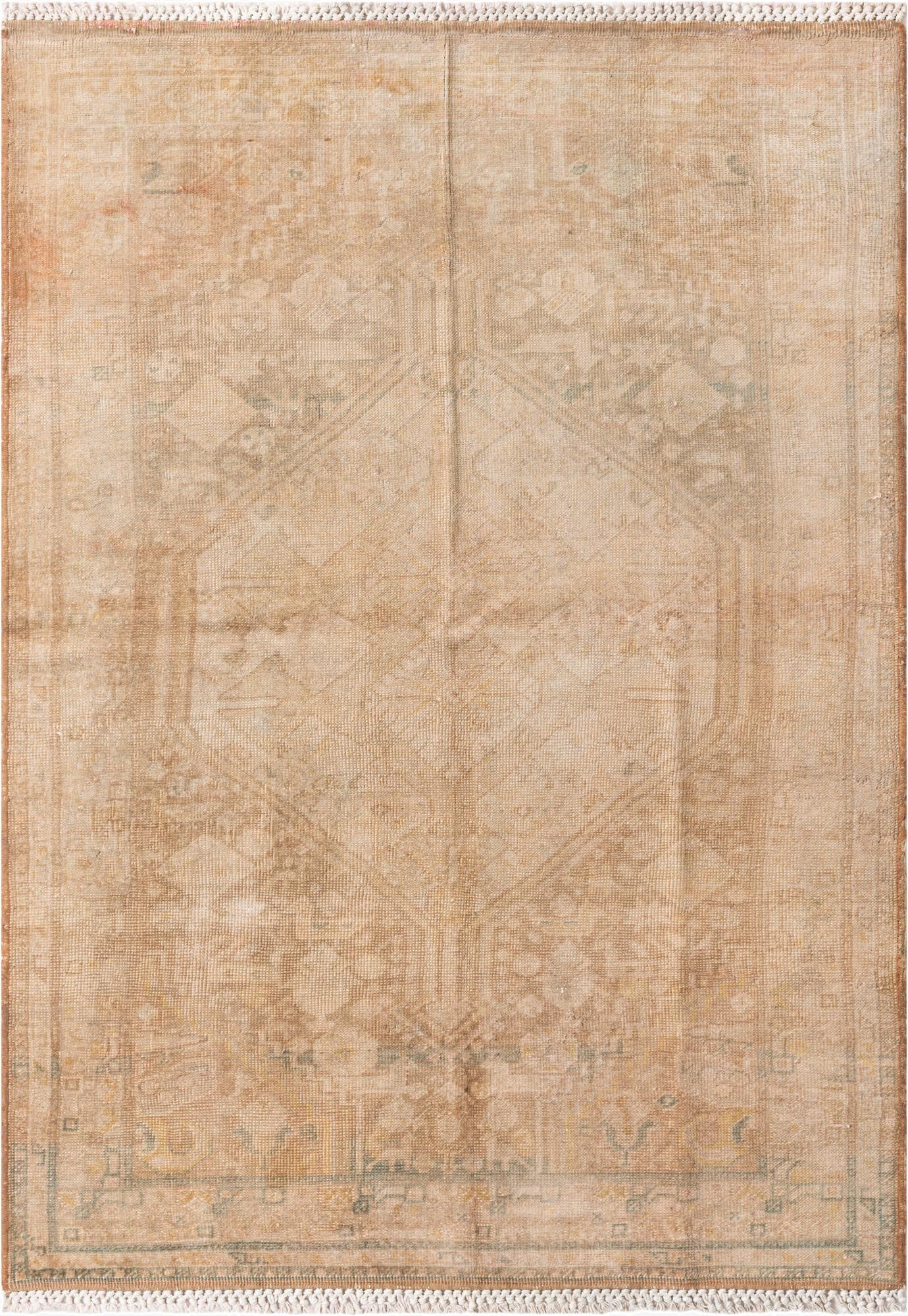  4' 3 x 6' 2  Hand Knotted Ultra Vintage Persian Wool Rug