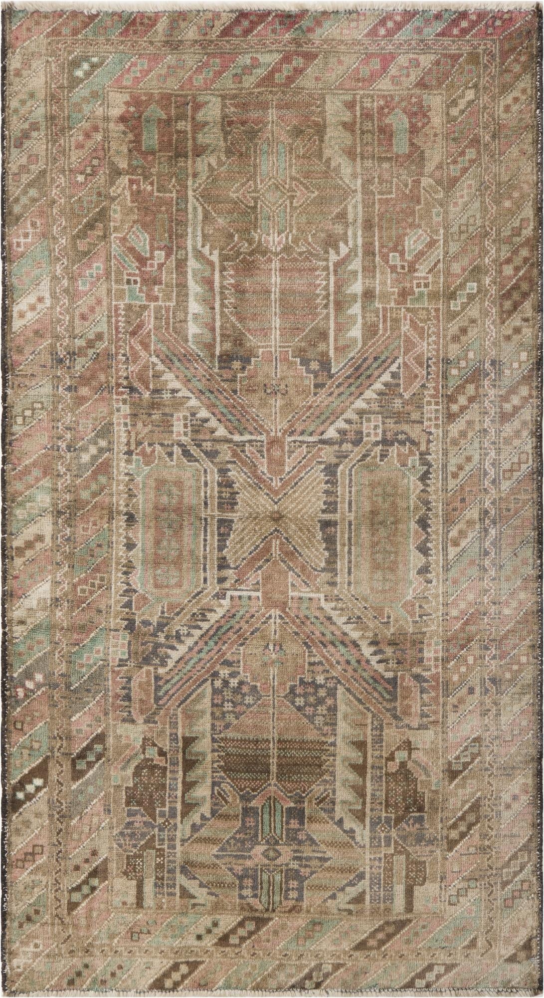  3' 6 x 6' 3  Hand Knotted Ultra Vintage Persian Wool Rug