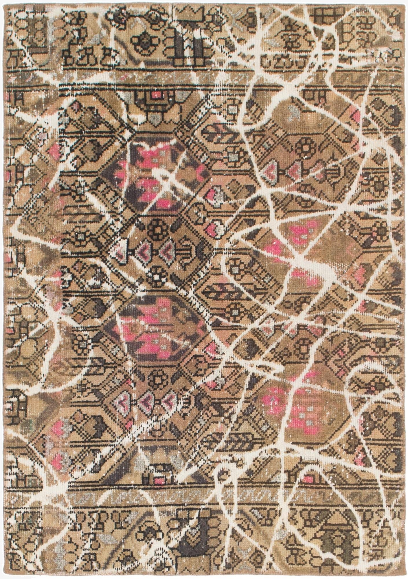  4' 2 x 6'  Hand Knotted Ultra Vintage Persian Wool Rug