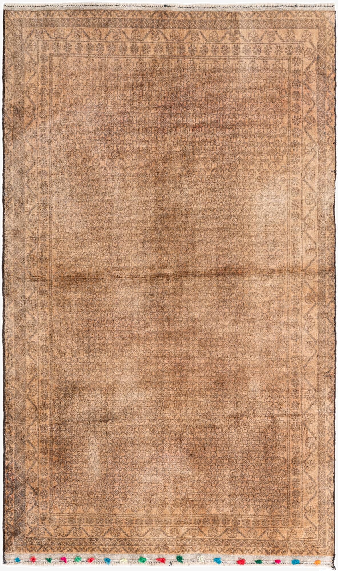  3' 9 x 6' 4  Hand Knotted Ultra Vintage Persian Wool Rug