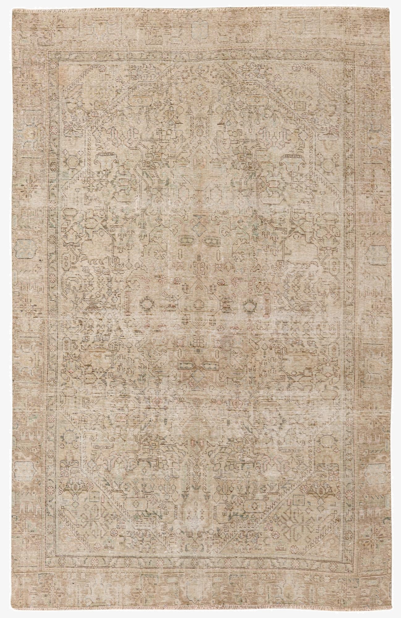  5' 9 x 9'  Hand Knotted Ultra Vintage Persian Wool Rug