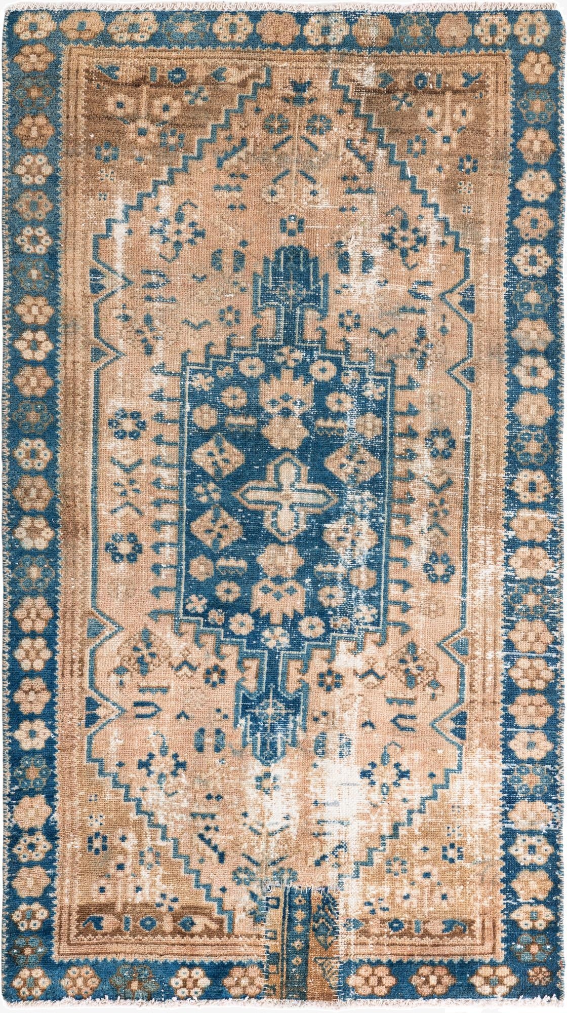 3' 3 x 5' 9  Hand Knotted Ultra Vintage Persian Wool Rug