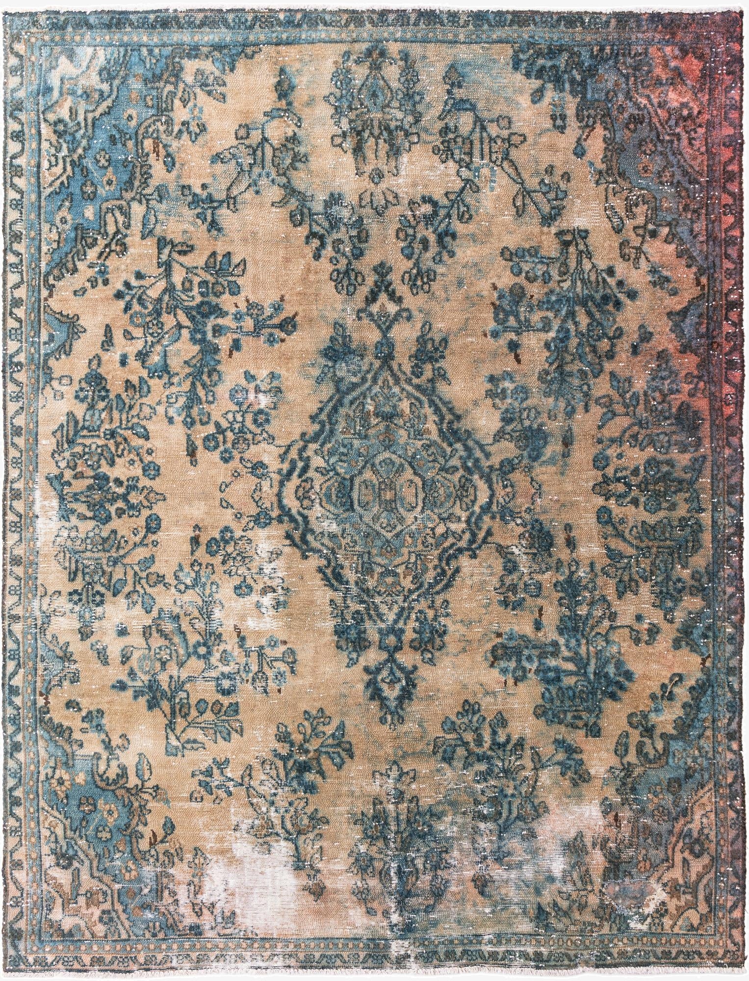  7' 2 x 9' 6  Hand Knotted Ultra Vintage Persian Wool Rug