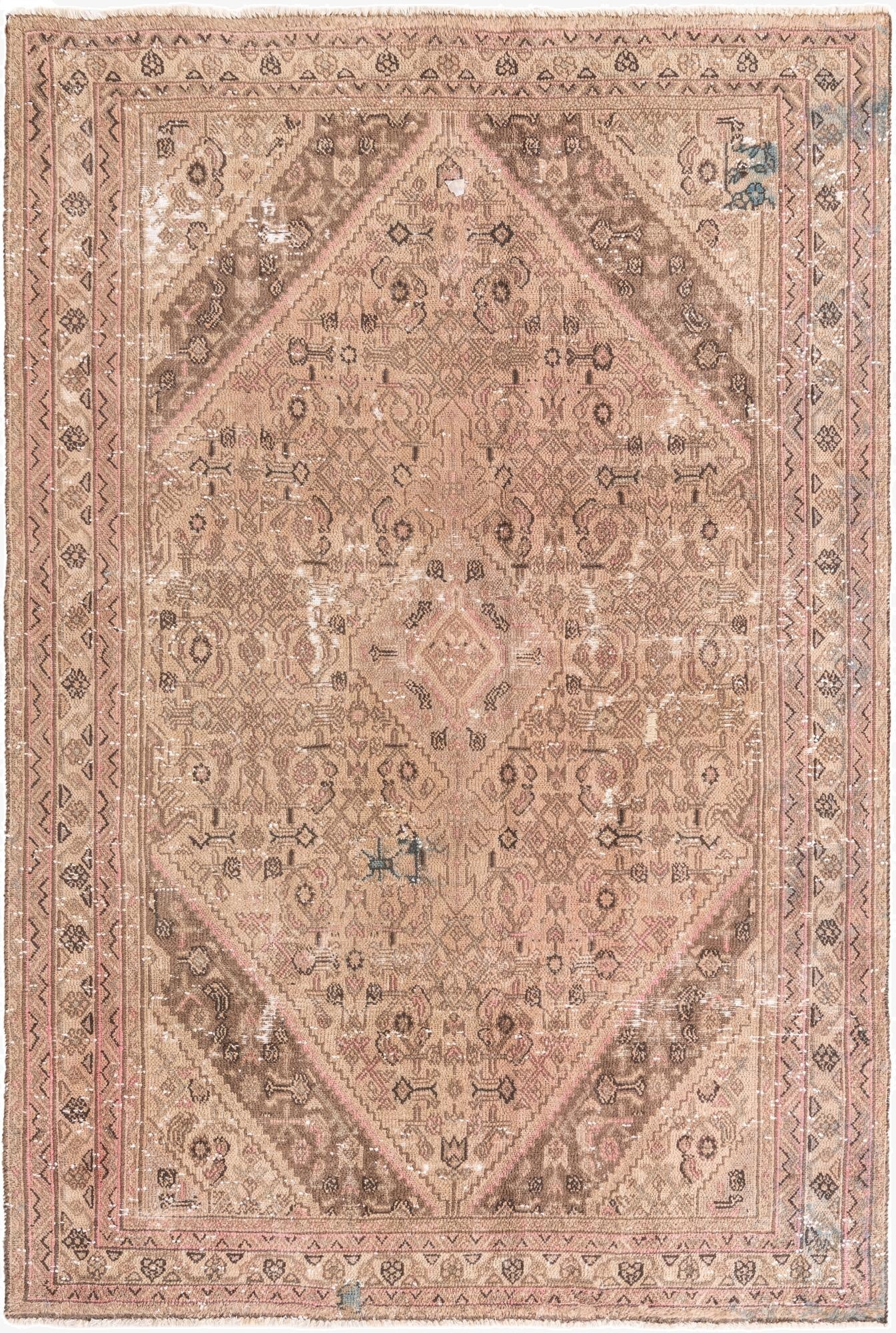  6' 6 x 9' 9  Hand Knotted Ultra Vintage Persian Wool Rug