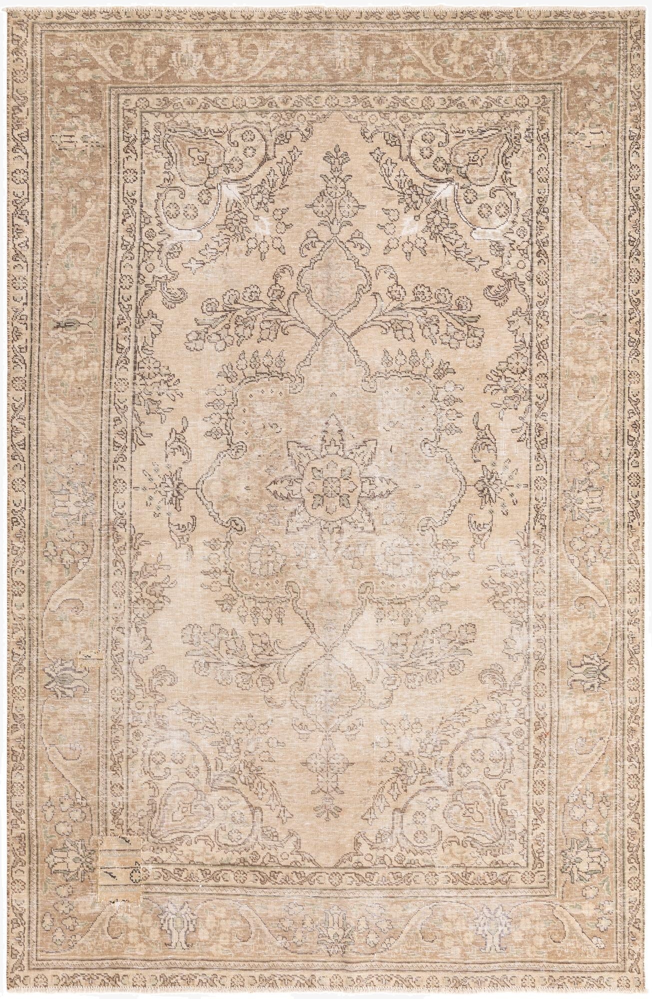  6' 4 x 9'  Hand Knotted Ultra Vintage Persian Wool Rug