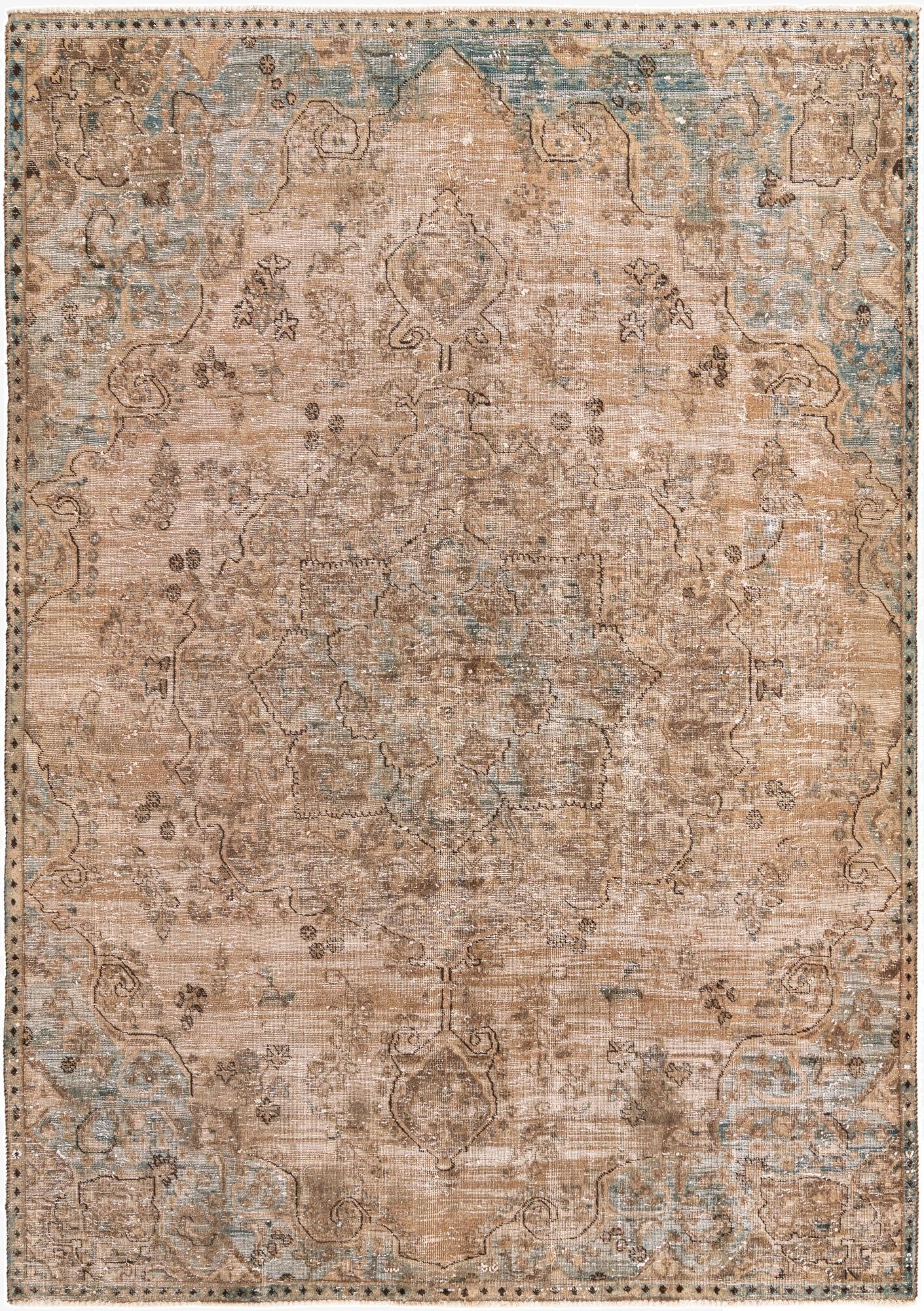  6' 9 x 9' 7  Hand Knotted Ultra Vintage Persian Wool Rug
