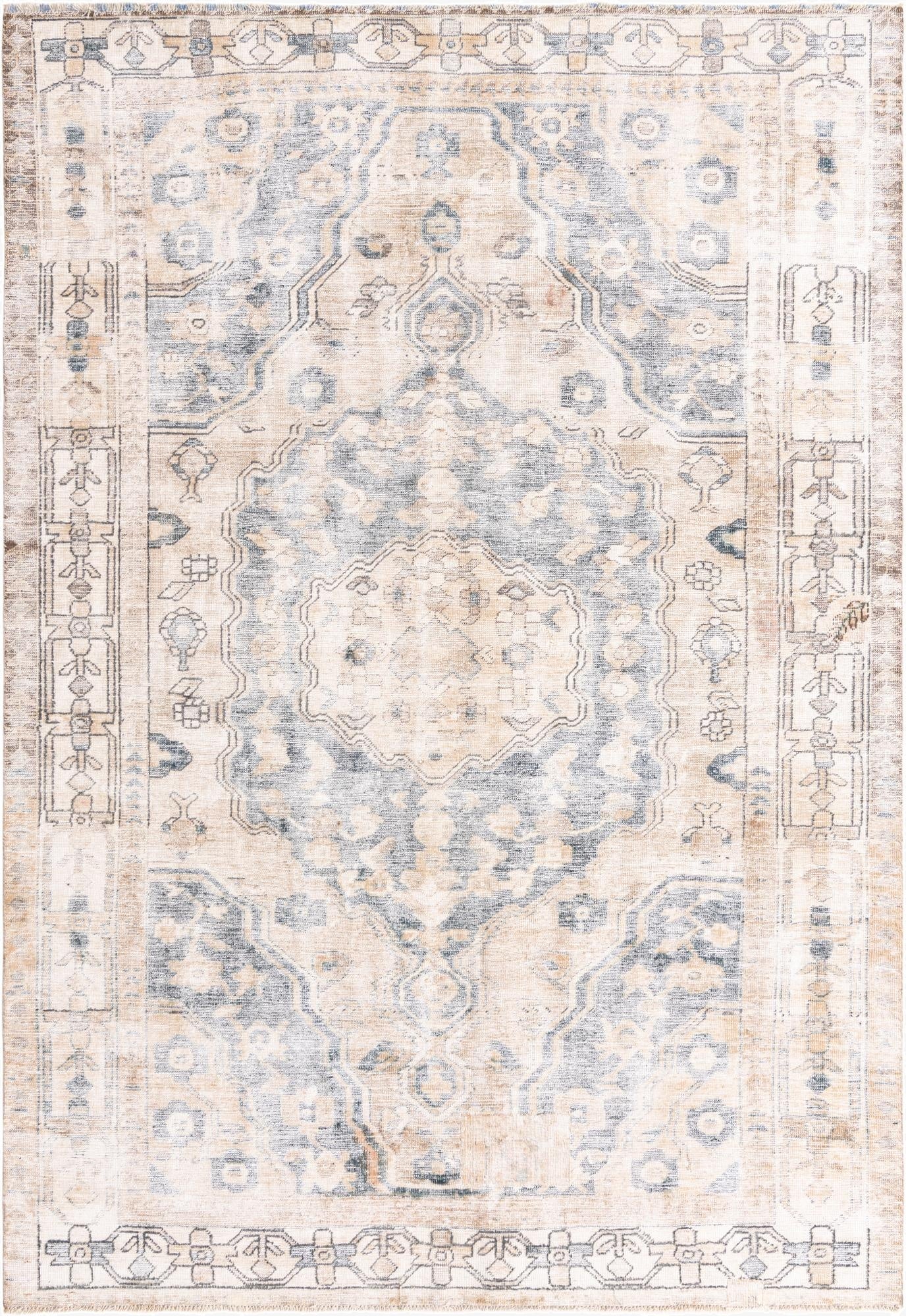  6' 8 x 9' 8  Hand Knotted Ultra Vintage Persian Wool Rug