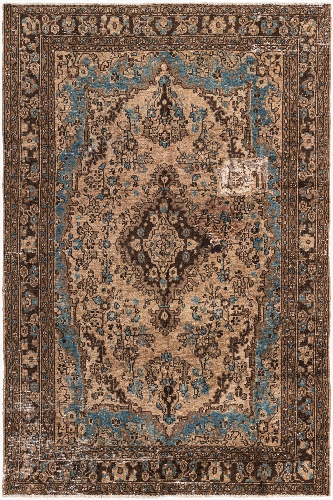  6' 8 x 9' 10  Hand Knotted Ultra Vintage Persian Wool Rug