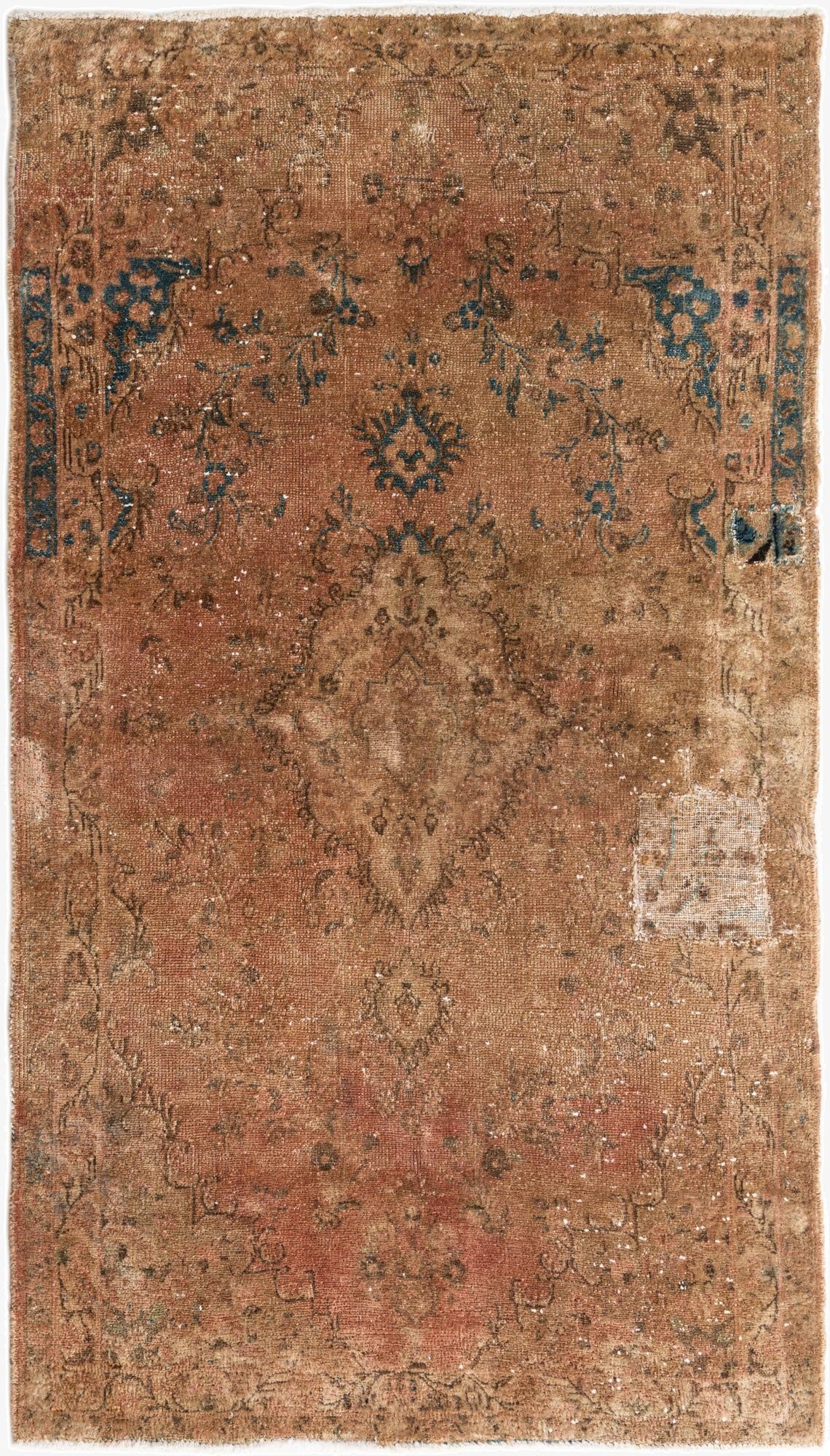  4' 3 x 7' 6  Hand Knotted Ultra Vintage Persian Wool Rug