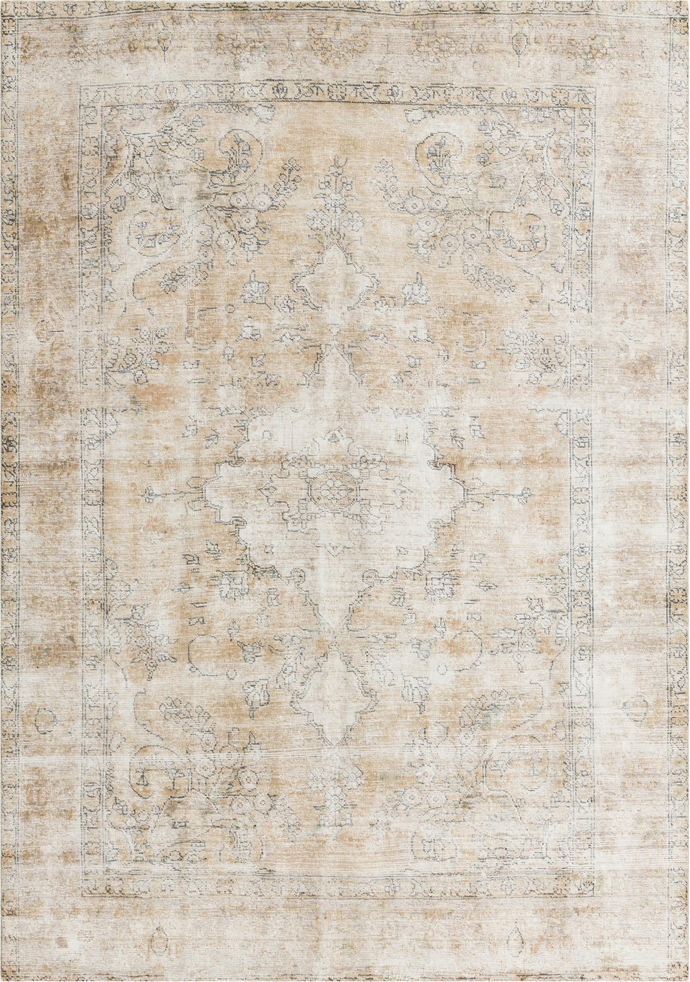  6' 7 x 9' 5  Hand Knotted Ultra Vintage Persian Wool Rug