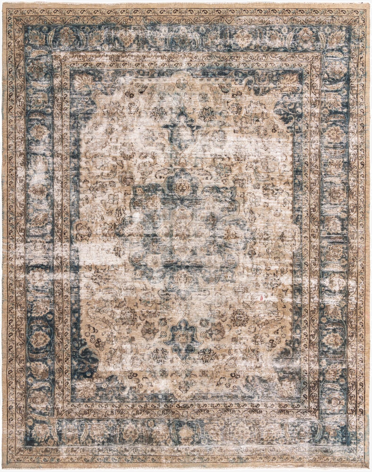  9' 7 x 12' 5  Hand Knotted Ultra Vintage Persian Wool Rug