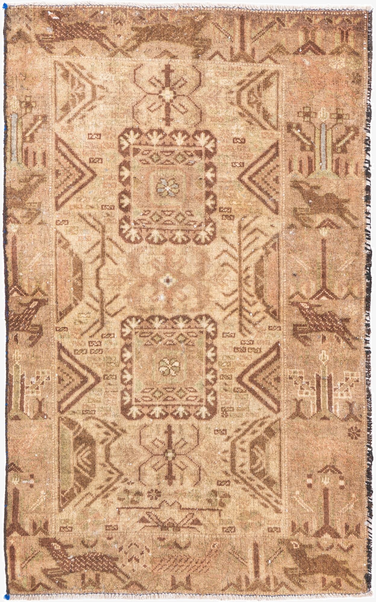  2' 9 x 4' 6  Hand Knotted Ultra Vintage Persian Wool Rug