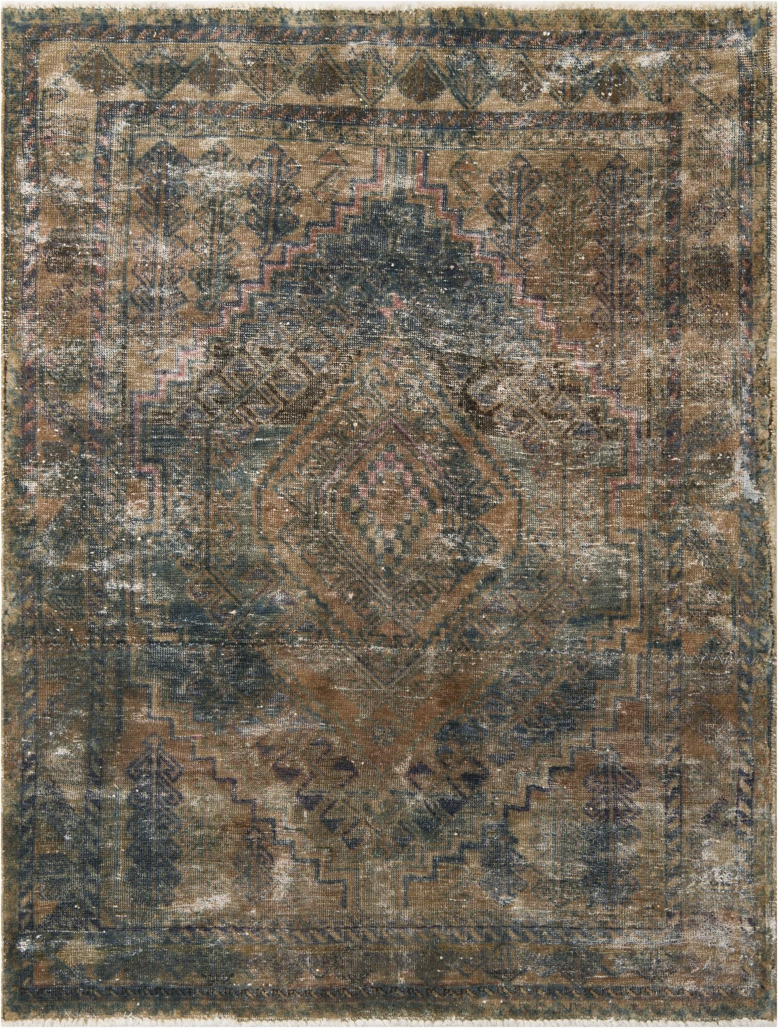  5' 1 x 6' 6  Hand Knotted Ultra Vintage Persian Wool Rug