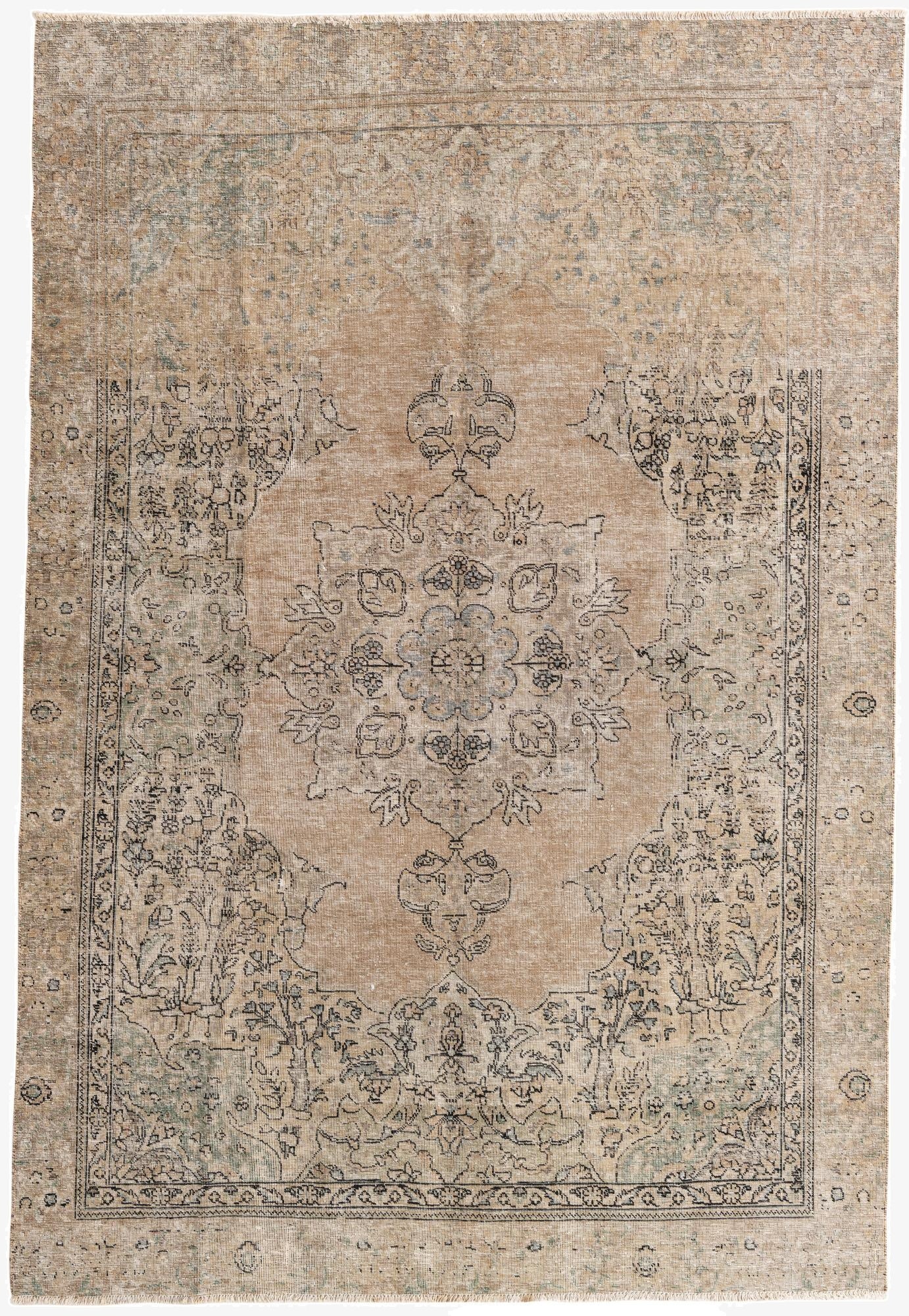  6' 3 x 9' 2  Hand Knotted Ultra Vintage Persian Wool Rug
