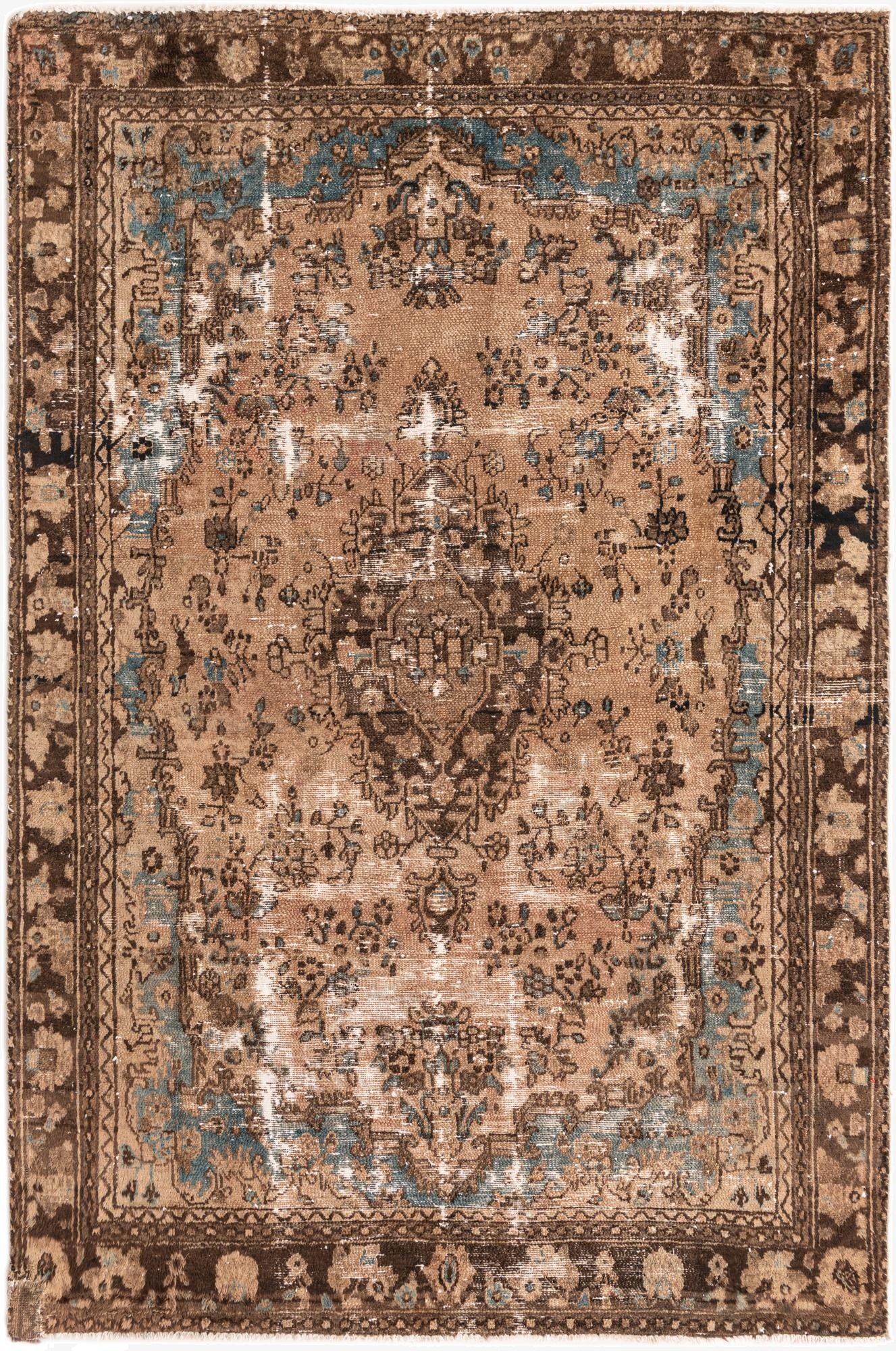  6' 9 x 9' 9  Hand Knotted Ultra Vintage Persian Wool Rug