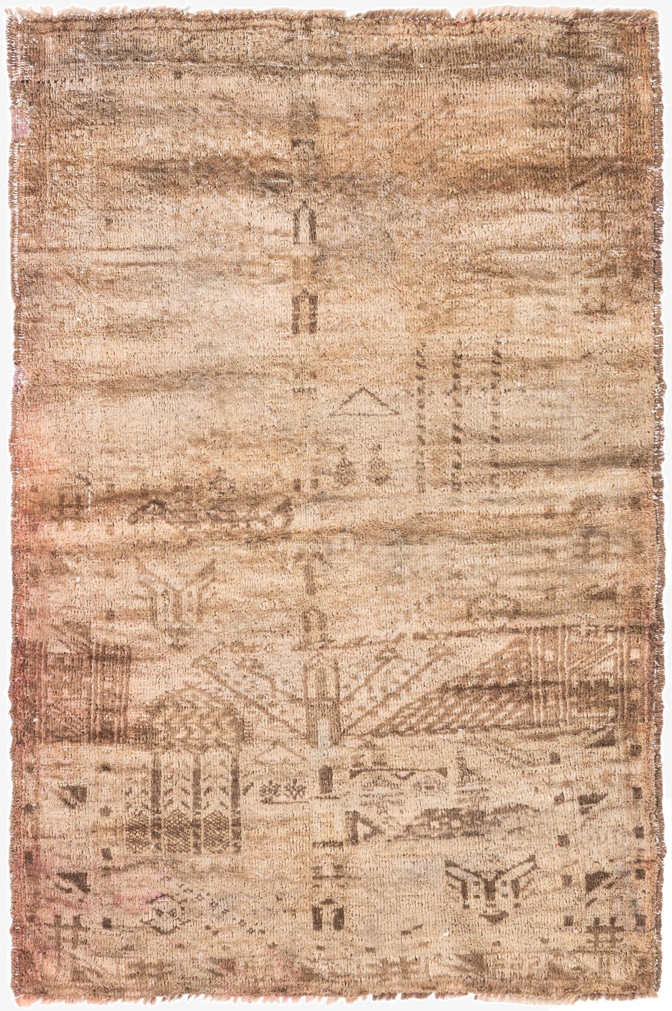  2' 9 x 4' 3  Hand Knotted Ultra Vintage Persian Wool Rug