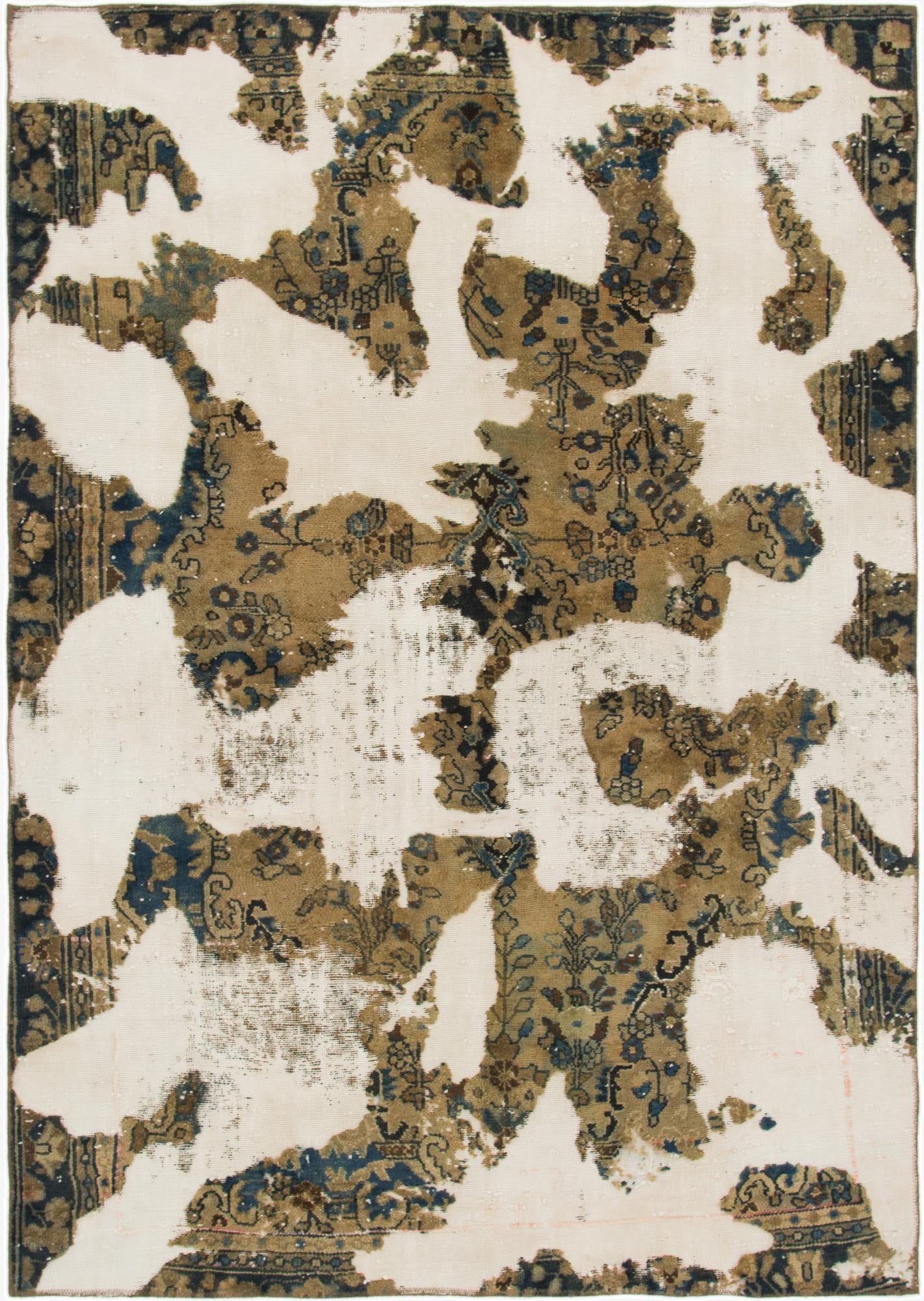  5' 10 x 8' 6  Hand Knotted Ultra Vintage Persian Wool Rug