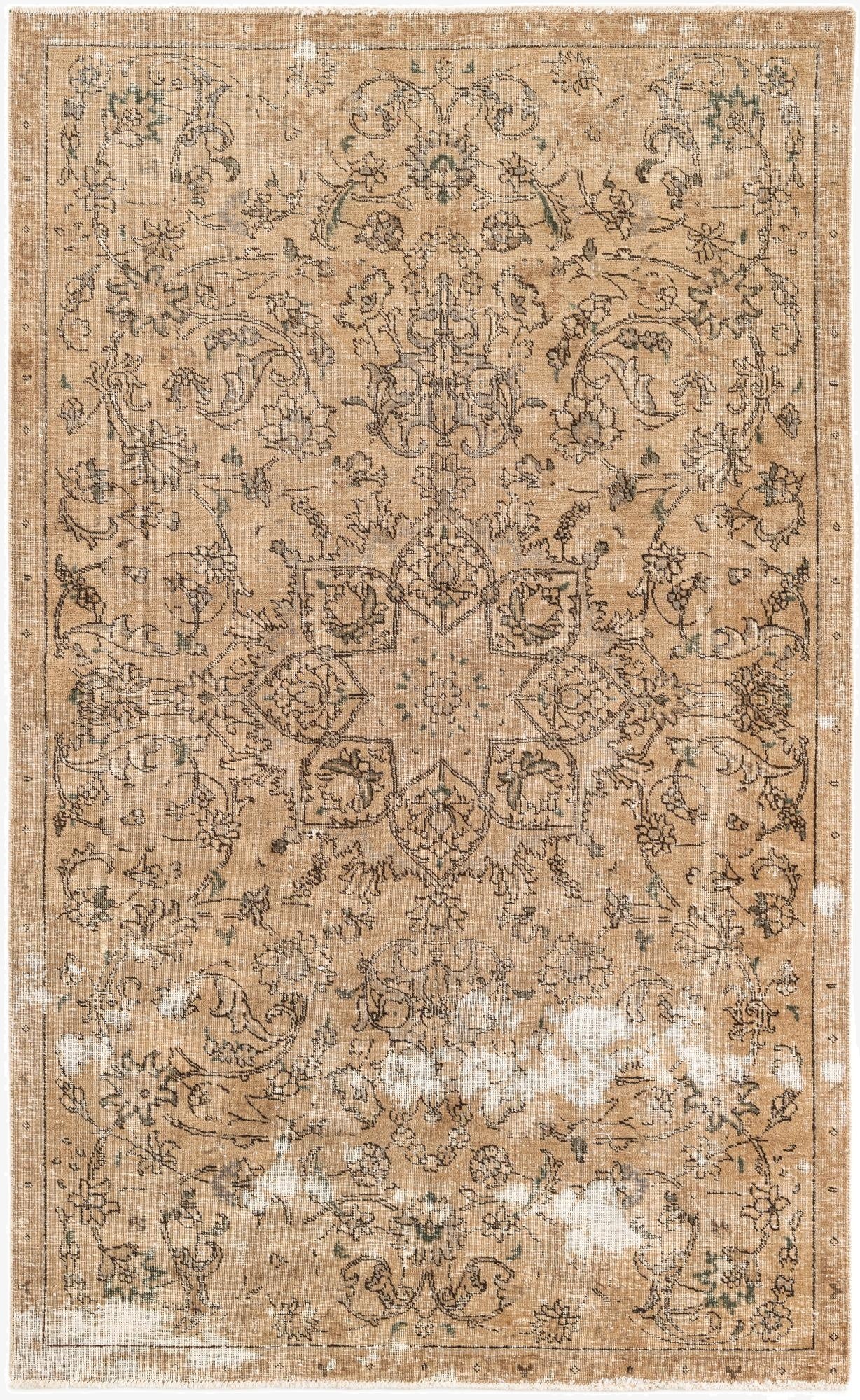  4' 9 x 8'  Hand Knotted Ultra Vintage Persian Wool Rug